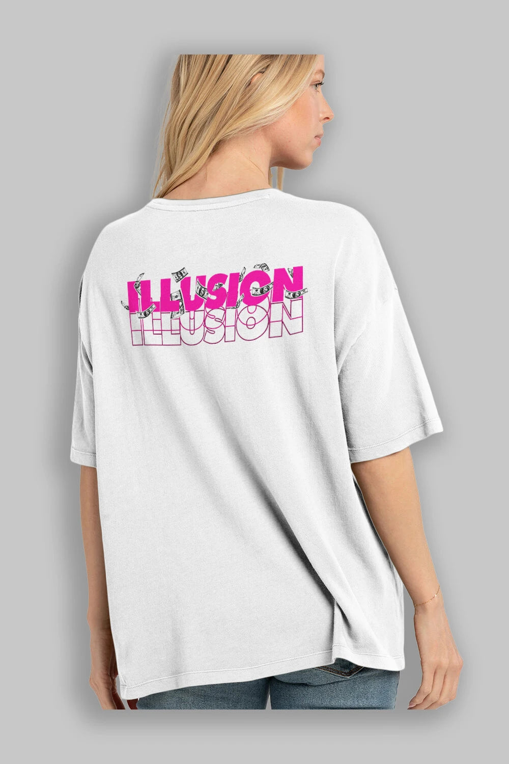 The Money Illusion Arka Baskılı Oversize t-shirt Erkek Kadın Unisex