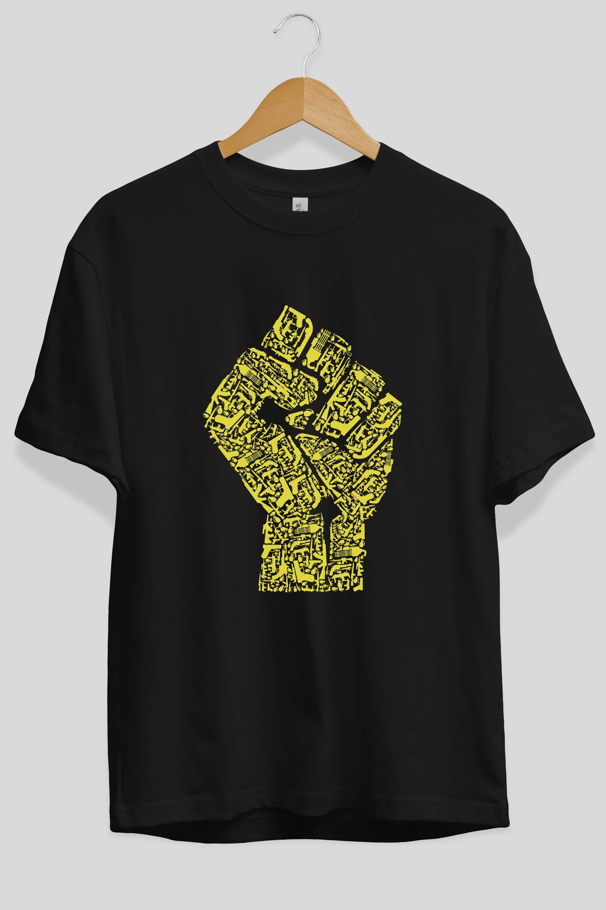 Hand Of Revolution Ön Baskılı Oversize t-shirt %100 pamuk Erkek Kadın Unisex