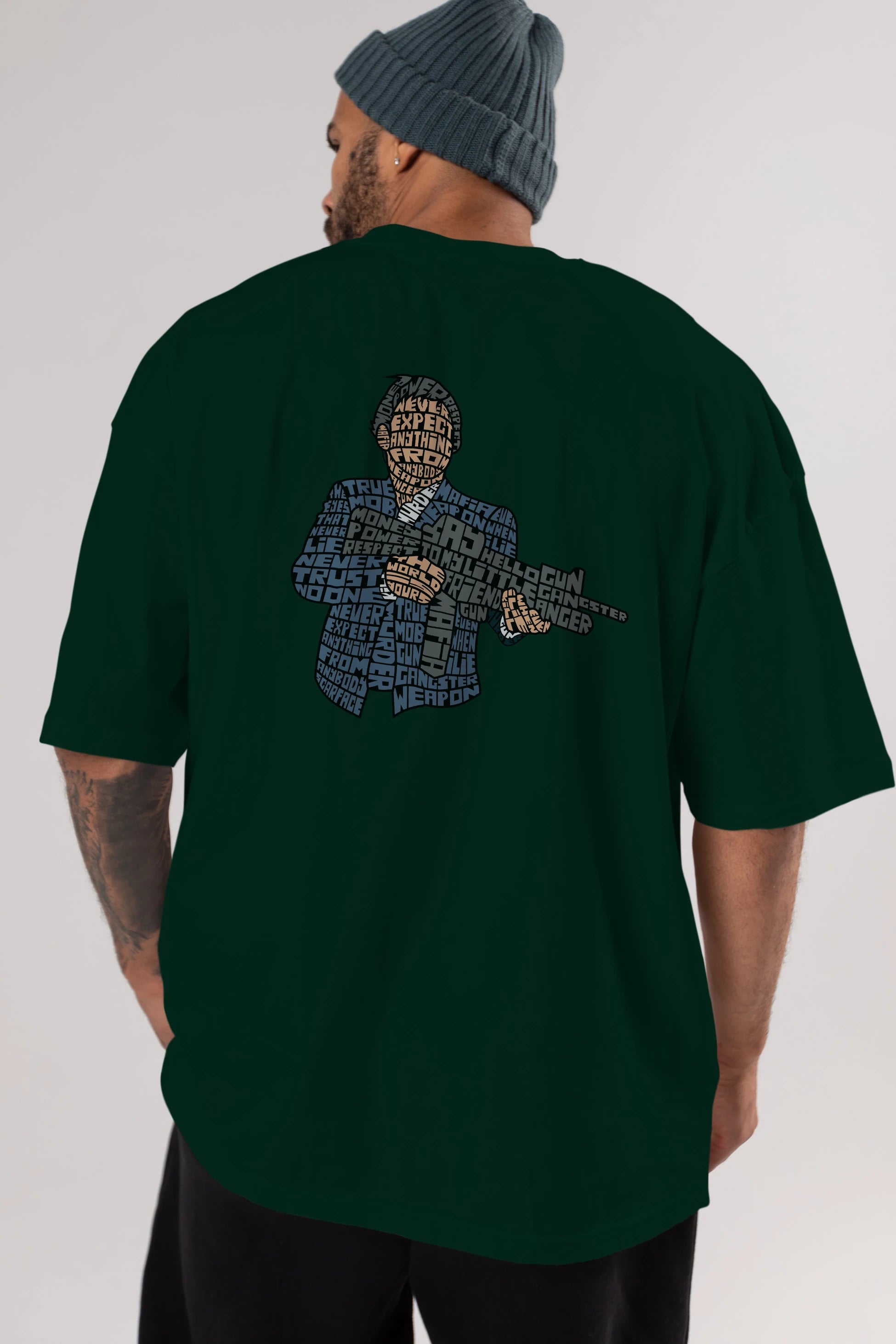 Mafia Arka Baskılı Oversize t-shirt %100 pamuk Erkek Kadın Unisex