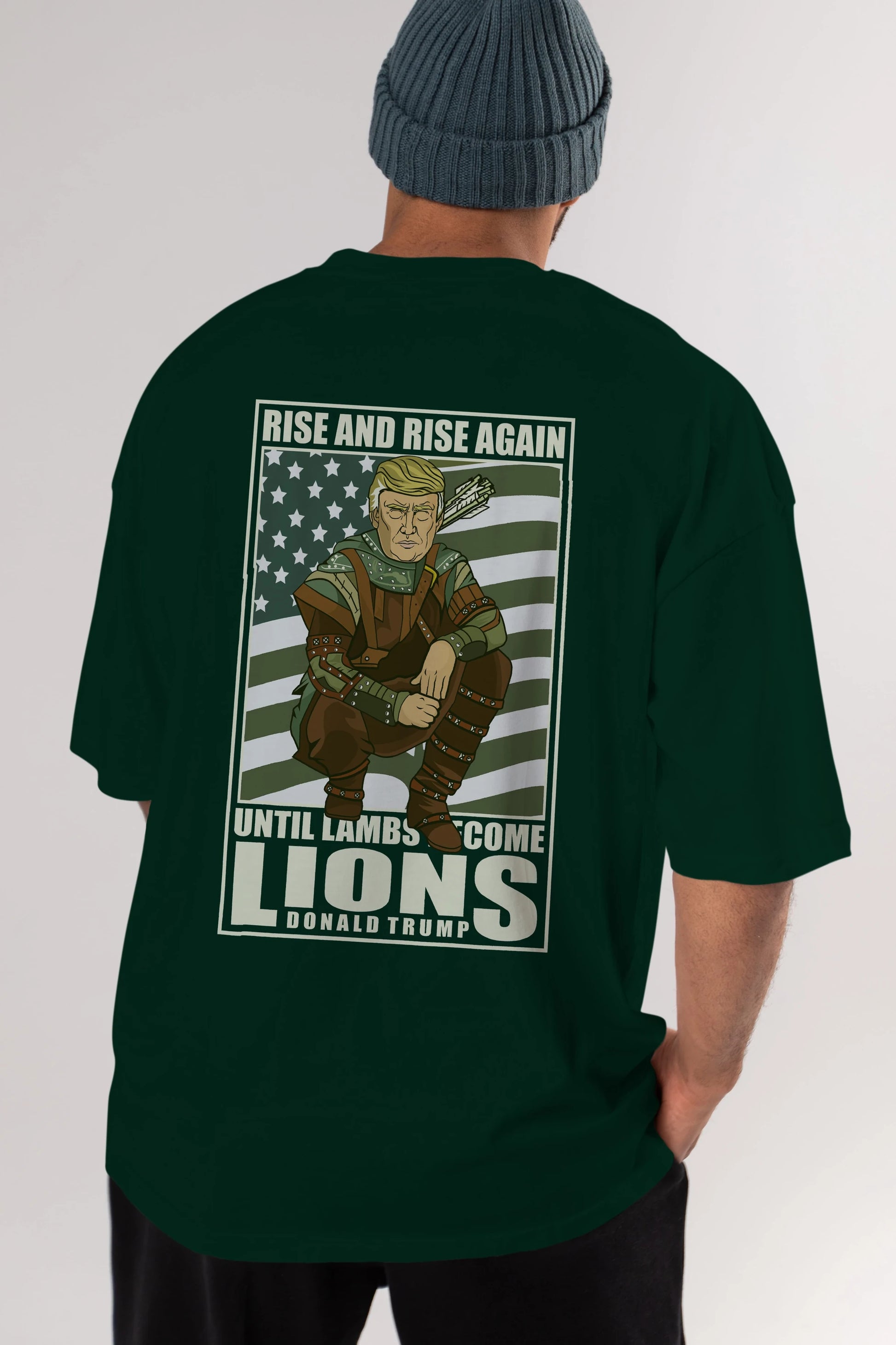 Robin Hood Trump Arka Baskılı Oversize t-shirt Erkek Kadın Unisex %100 Pamuk tişort