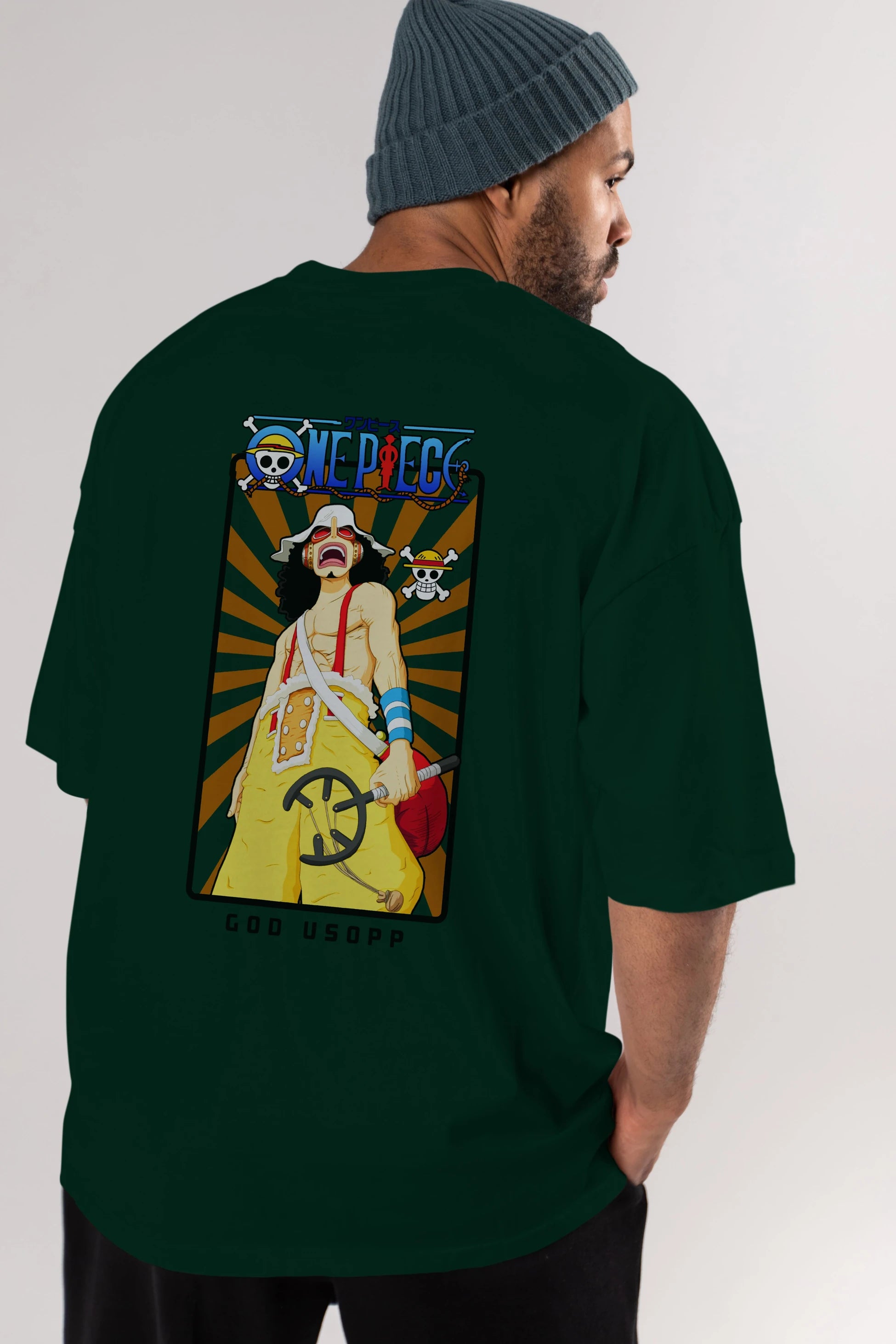 Usopp Anime Arka Baskılı Oversize t-shirt Erkek Kadın Unisex %100 pamuk tişort