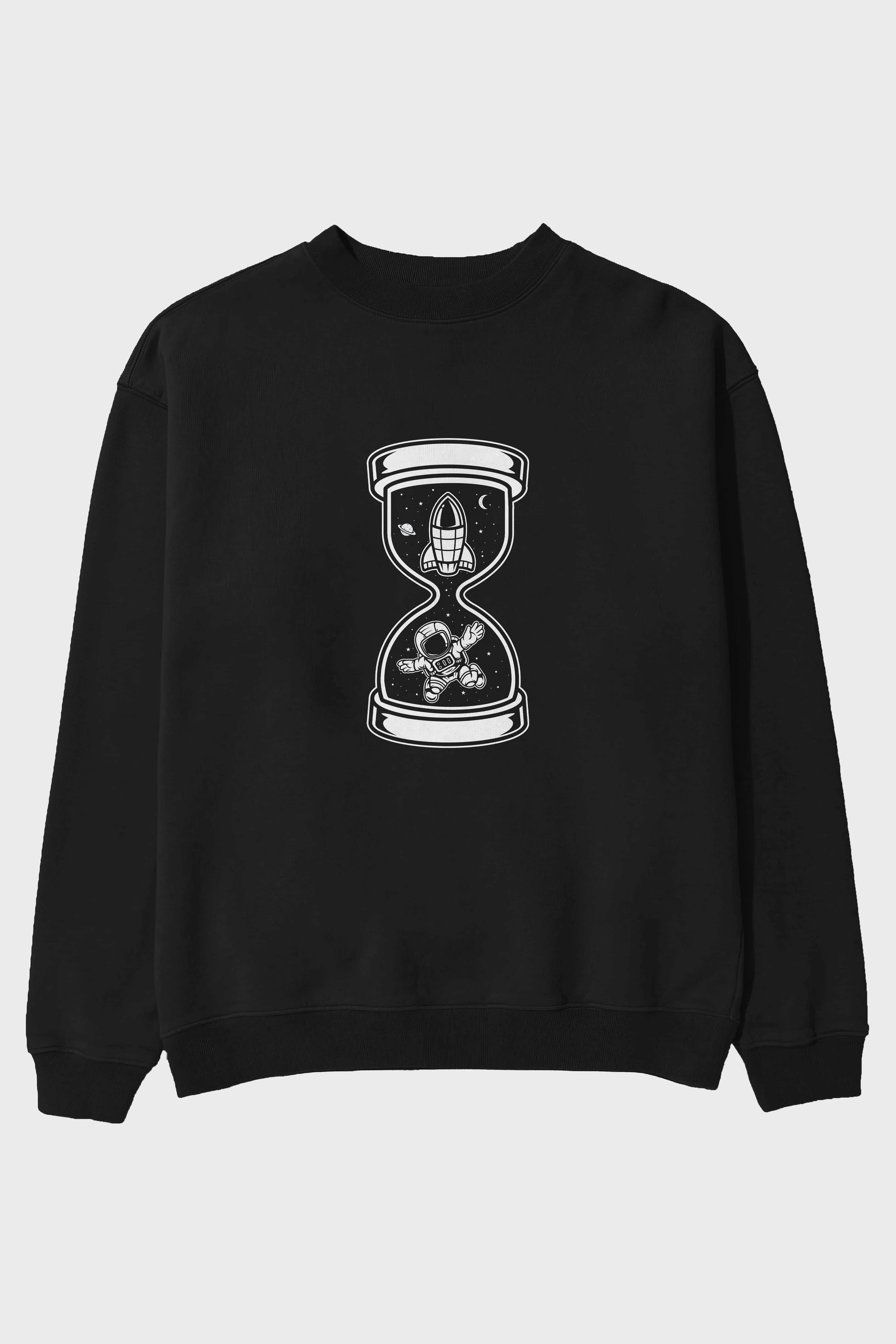 Astronaut Time Ön Baskılı Oversize Sweatshirt Erkek Kadın Unisex