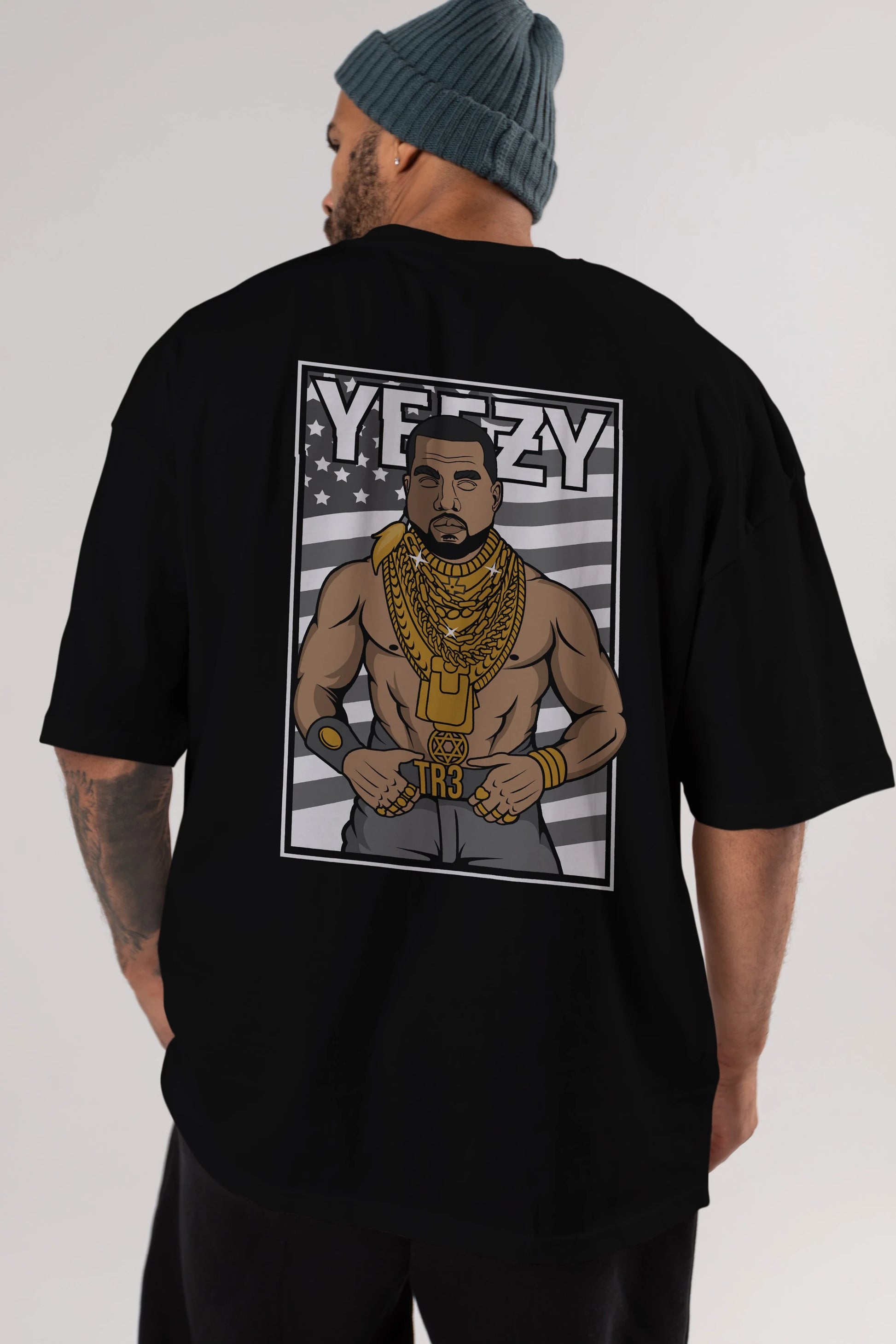 Mr.T Arka Baskılı Oversize t-shirt Erkek Kadın Unisex %100 Pamuk tişort