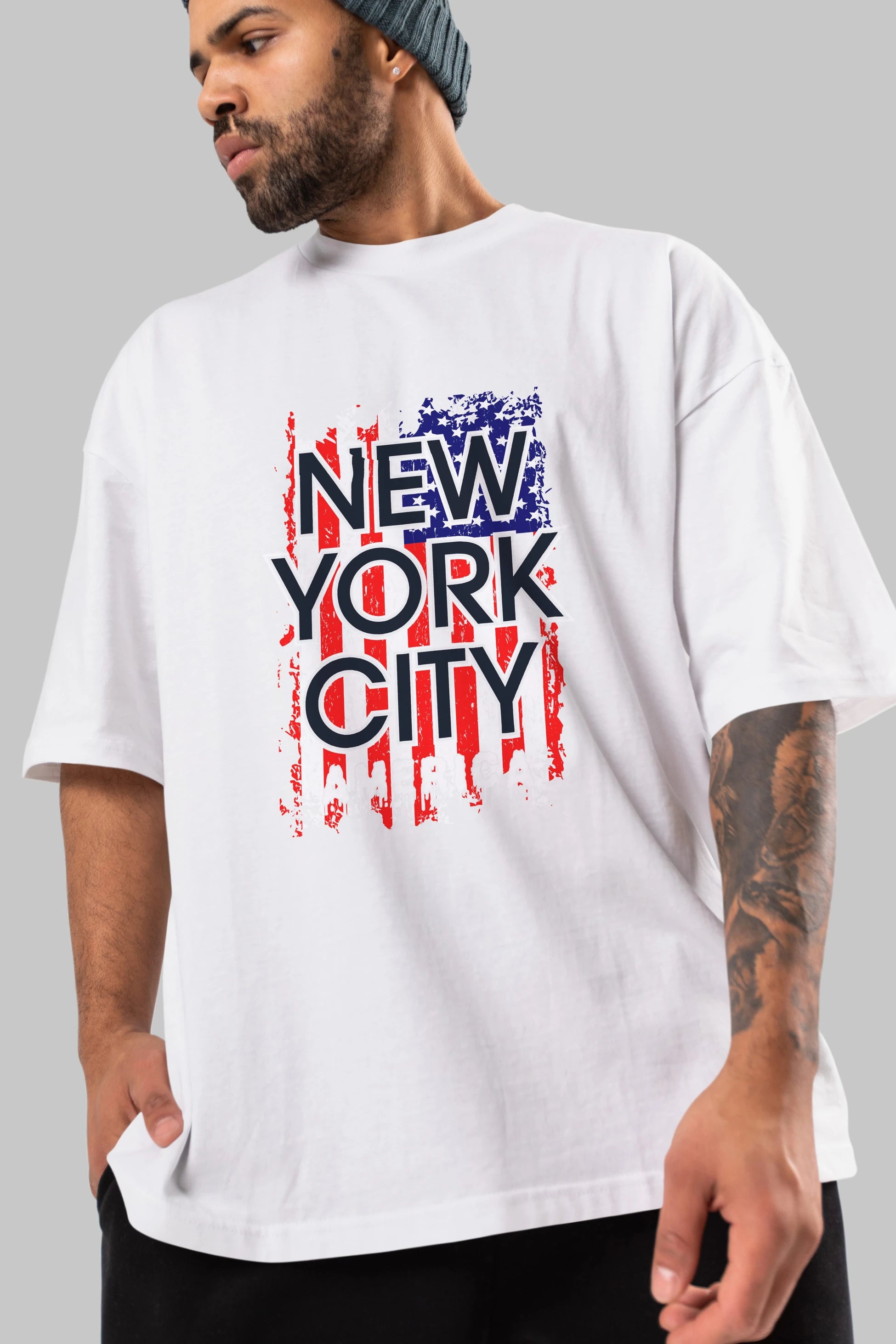 New York City 2 Ön Baskılı Oversize t-shirt Erkek Kadın Unisex
