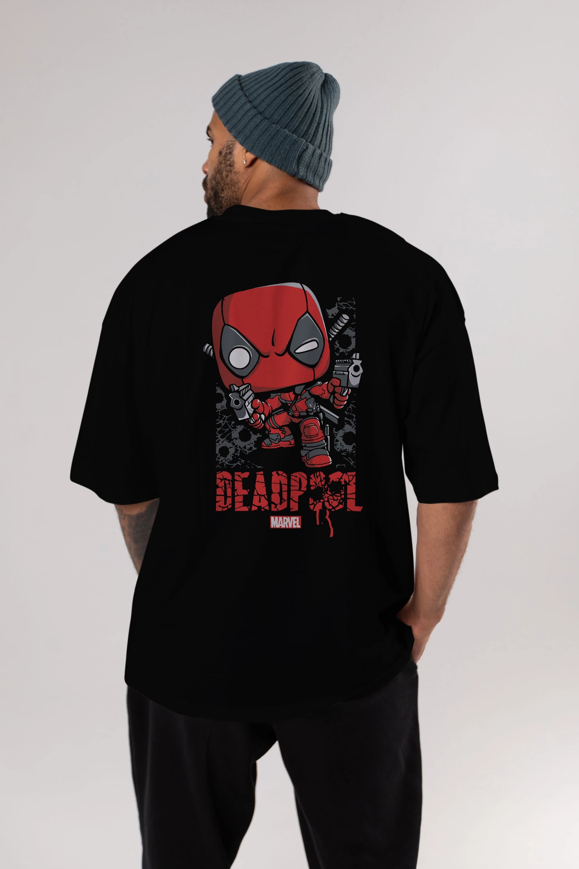 Deadpool (8) Arka Baskılı Oversize t-shirt Erkek Kadın Unisex %100 Pamuk Bisiklet Yaka tişort
