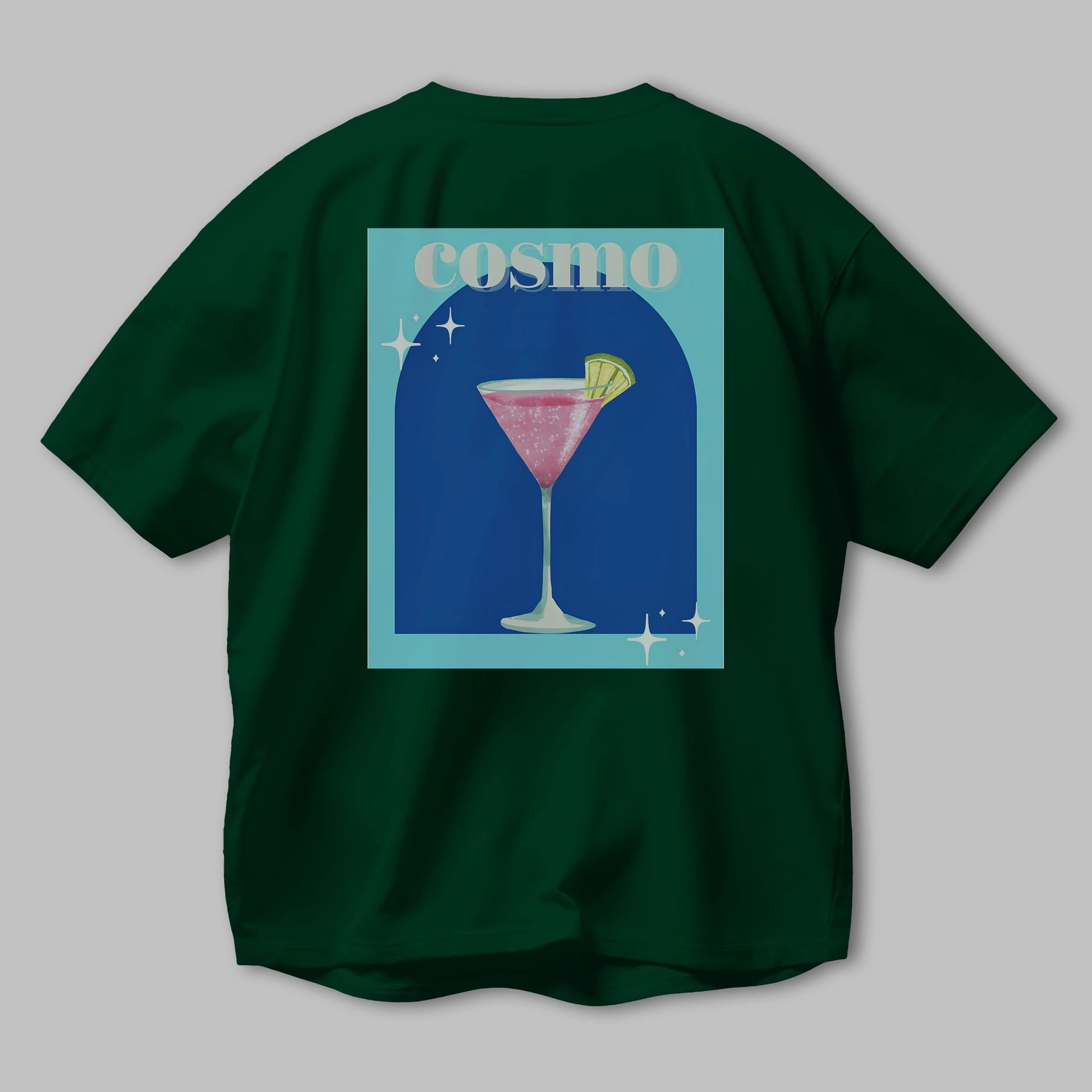 Cosmopolitan 2 Arka Baskılı Oversize t-shirt Erkek Kadın Unisex %100 Pamuk Bisiklet Yaka tişort