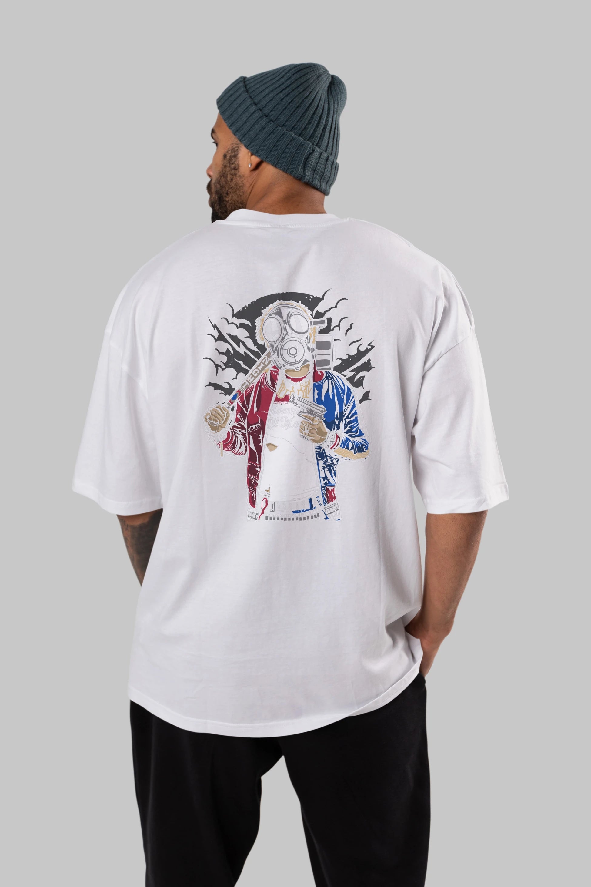 Suicide Gasmask Arka Baskılı Oversize t-shirt Erkek Kadın Unisex %100 Pamuk