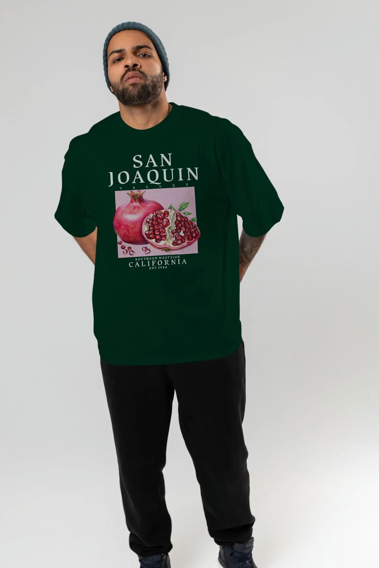 San Joaquin Nar Ön Baskılı Oversize t-shirt Erkek Kadın Pamuk Bisiklet Yaka tişort