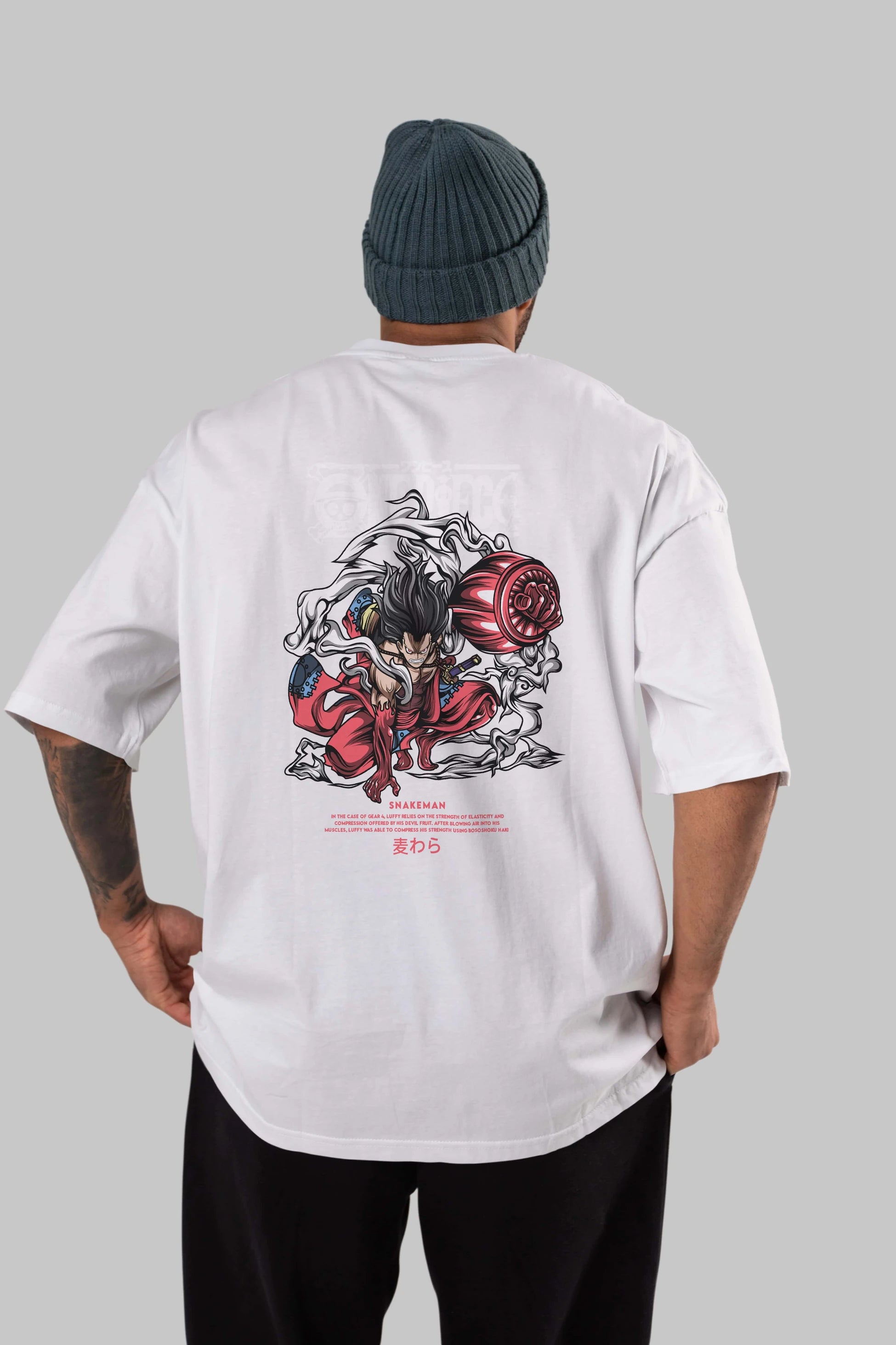 One Piece Snakeman Anime Arka Baskılı Oversize t-shirt Erkek Kadın Unisex