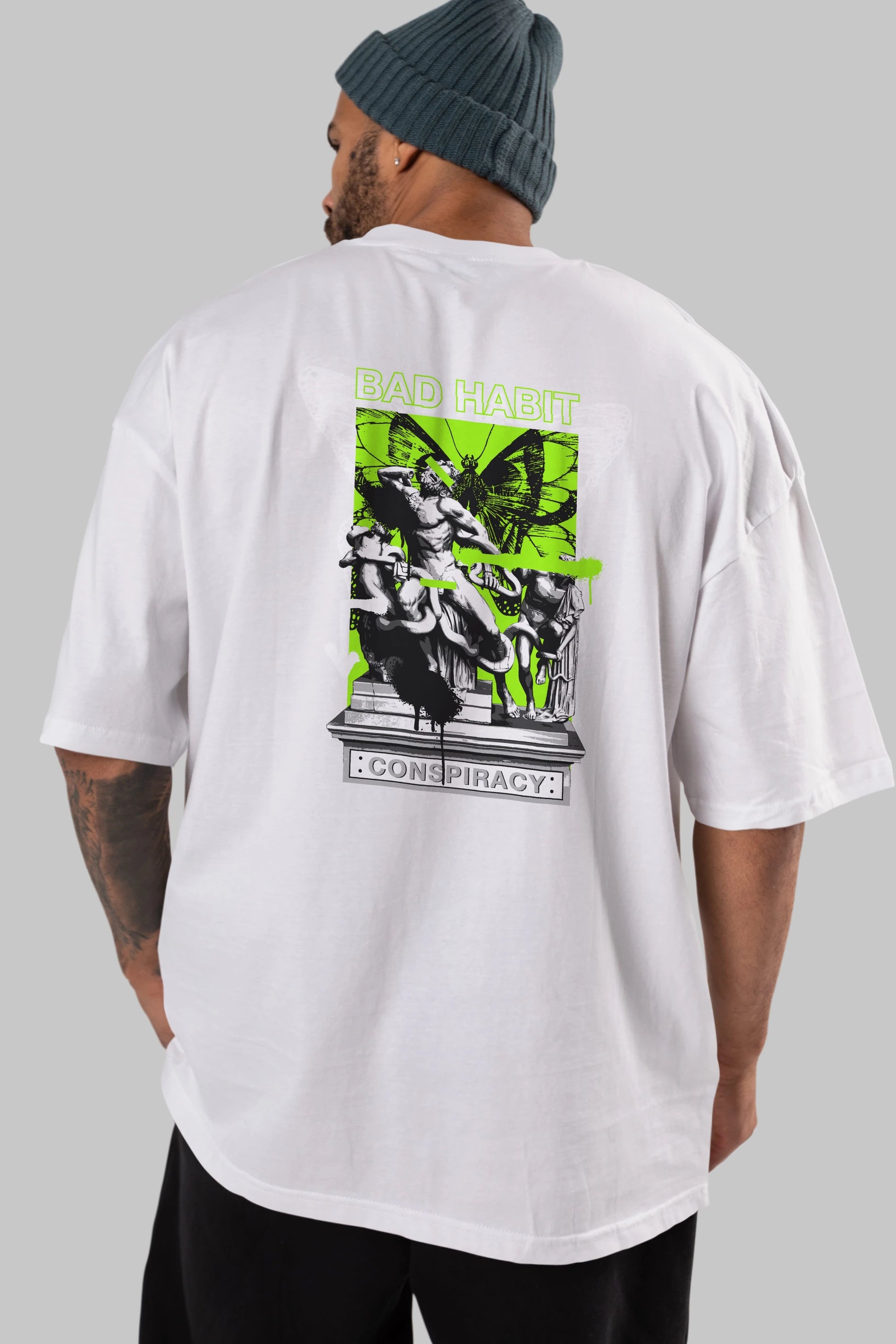 Bad Habit Arka Baskılı Oversize t-shirt Erkek Kadın Unisex