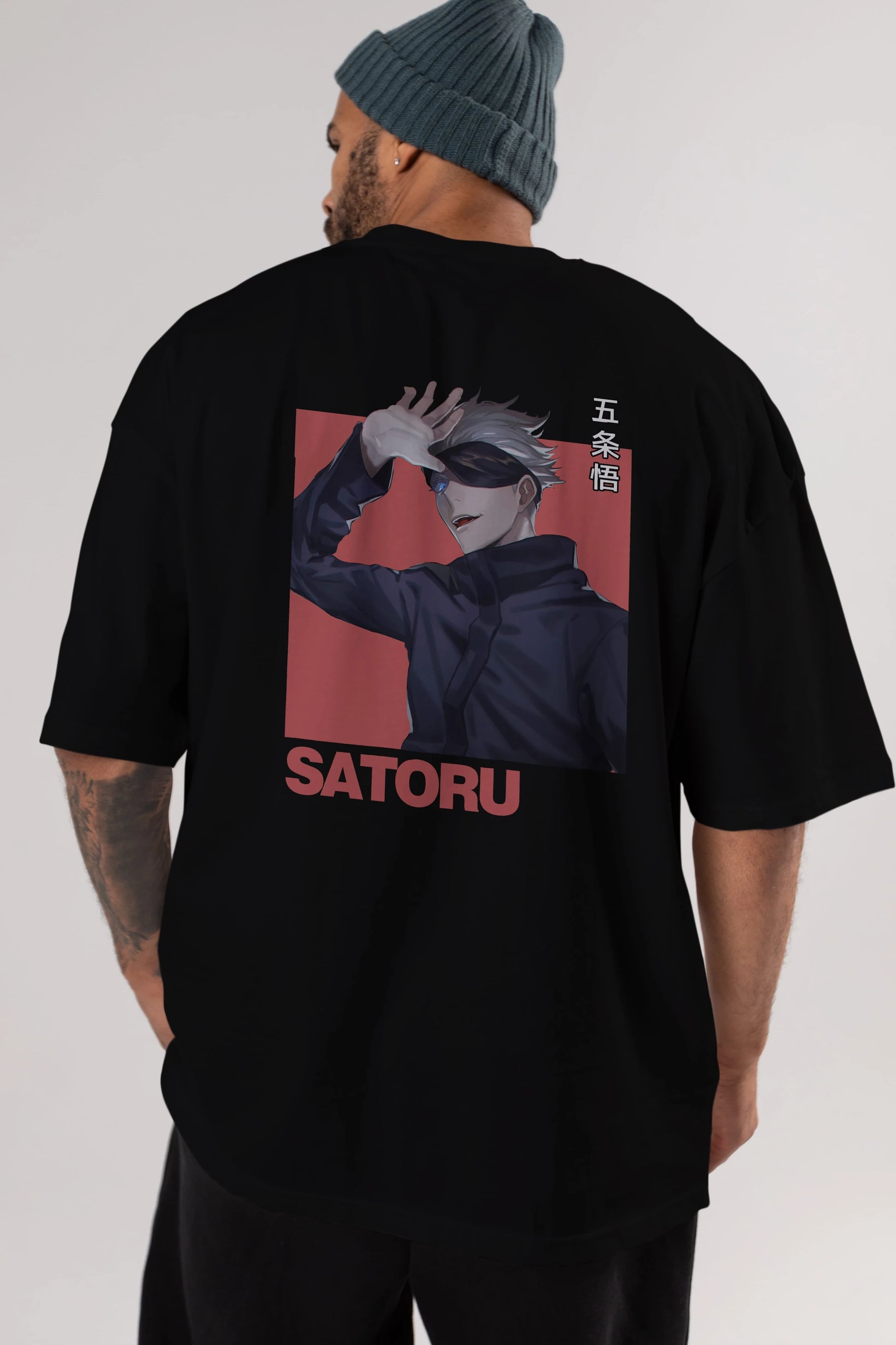 SATORU GOJO 2 Anime Arka Baskılı Oversize t-shirt Erkek Kadın Unisex