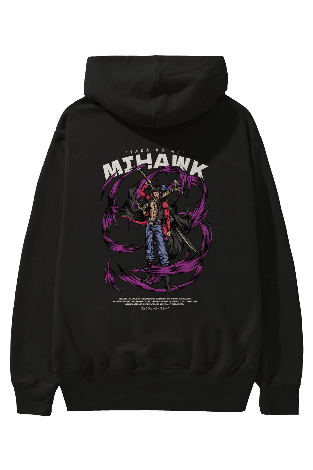 Mihawk Anime Arka Baskılı Hoodie Oversize Kapüşonlu Sweatshirt Erkek Kadın Unisex