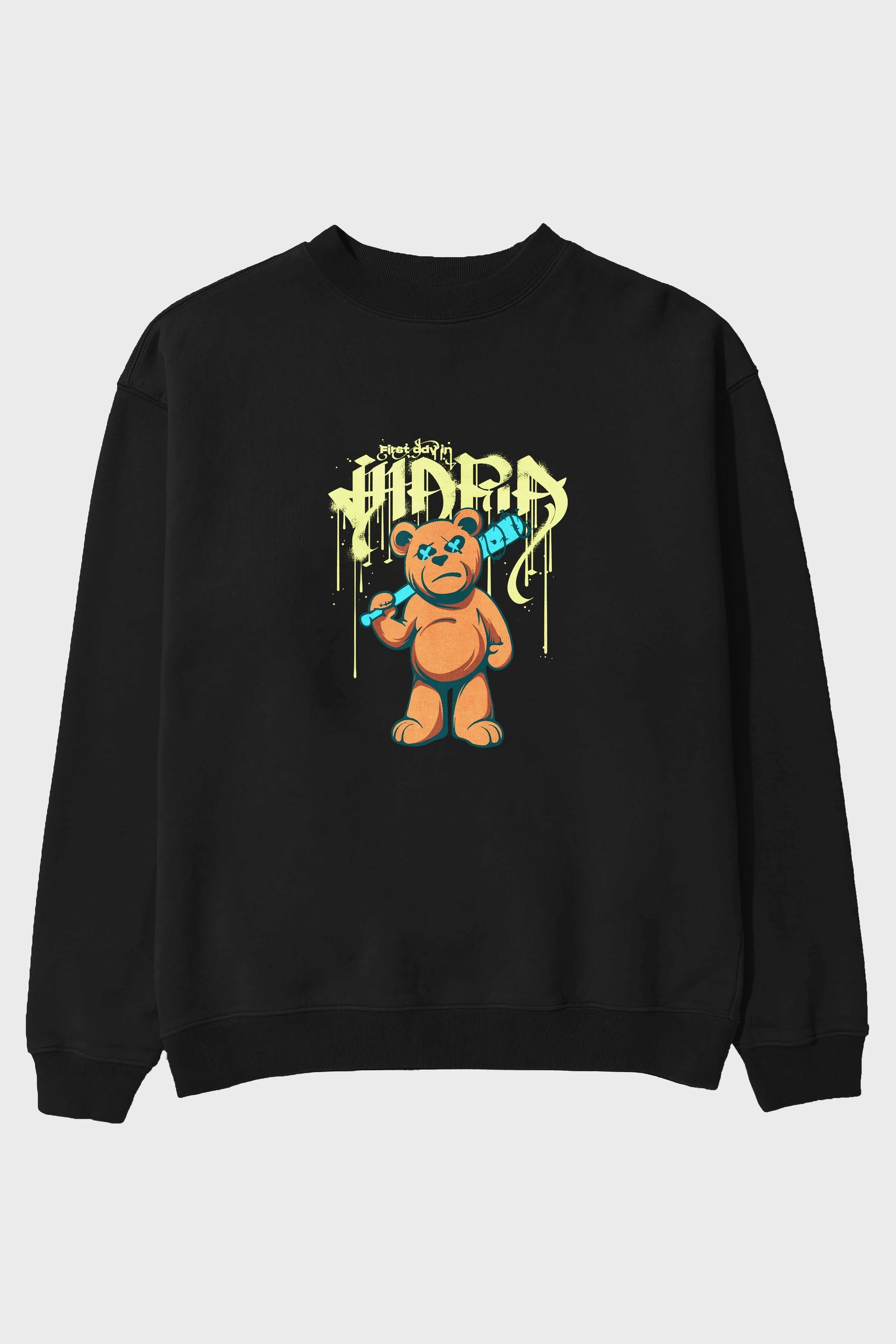Hidra Bear Ön Baskılı Oversize Sweatshirt Erkek Kadın Unisex