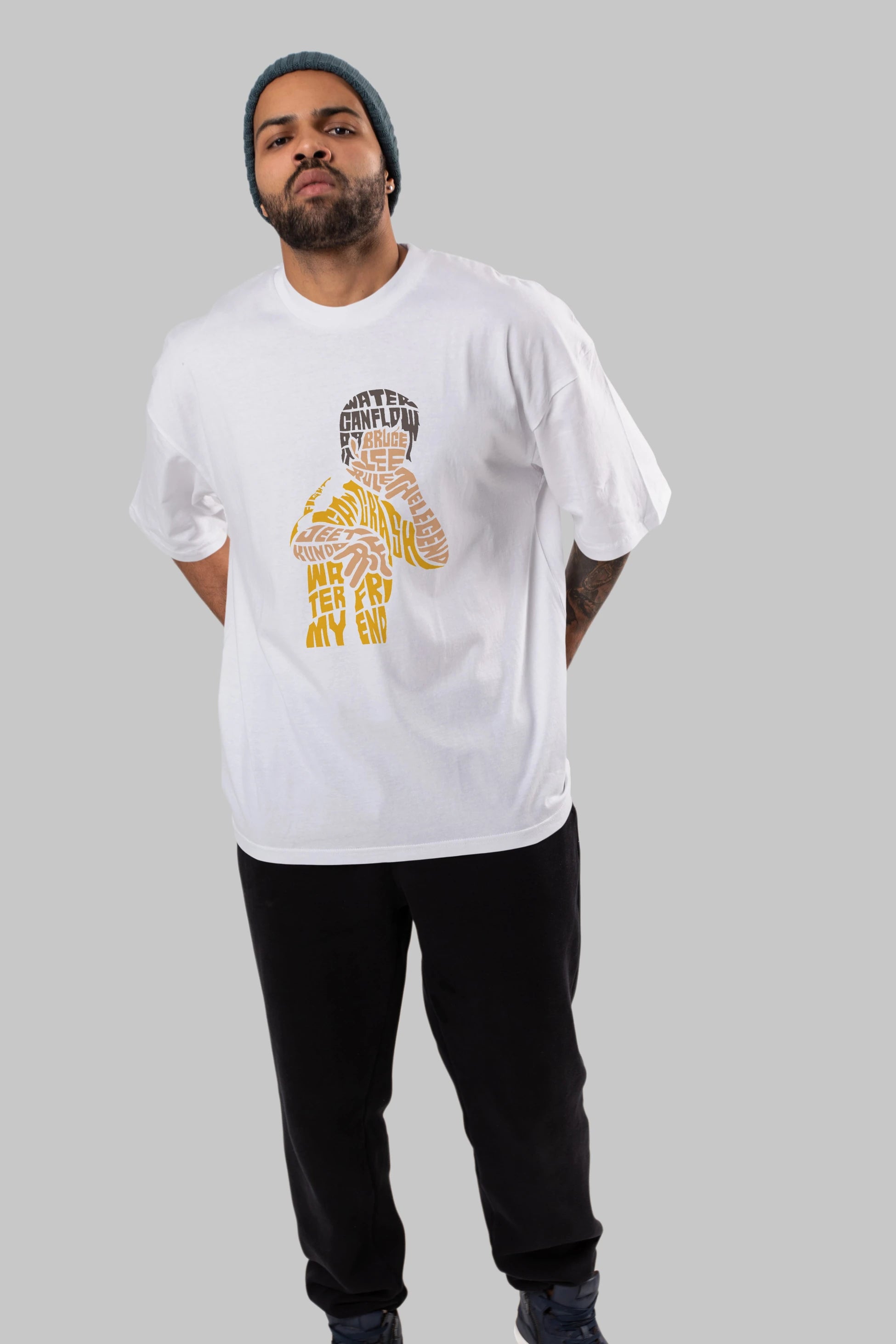 Bruce Lee Ön Baskılı Oversize t-shirt %100 pamuk Erkek Kadın Unisex