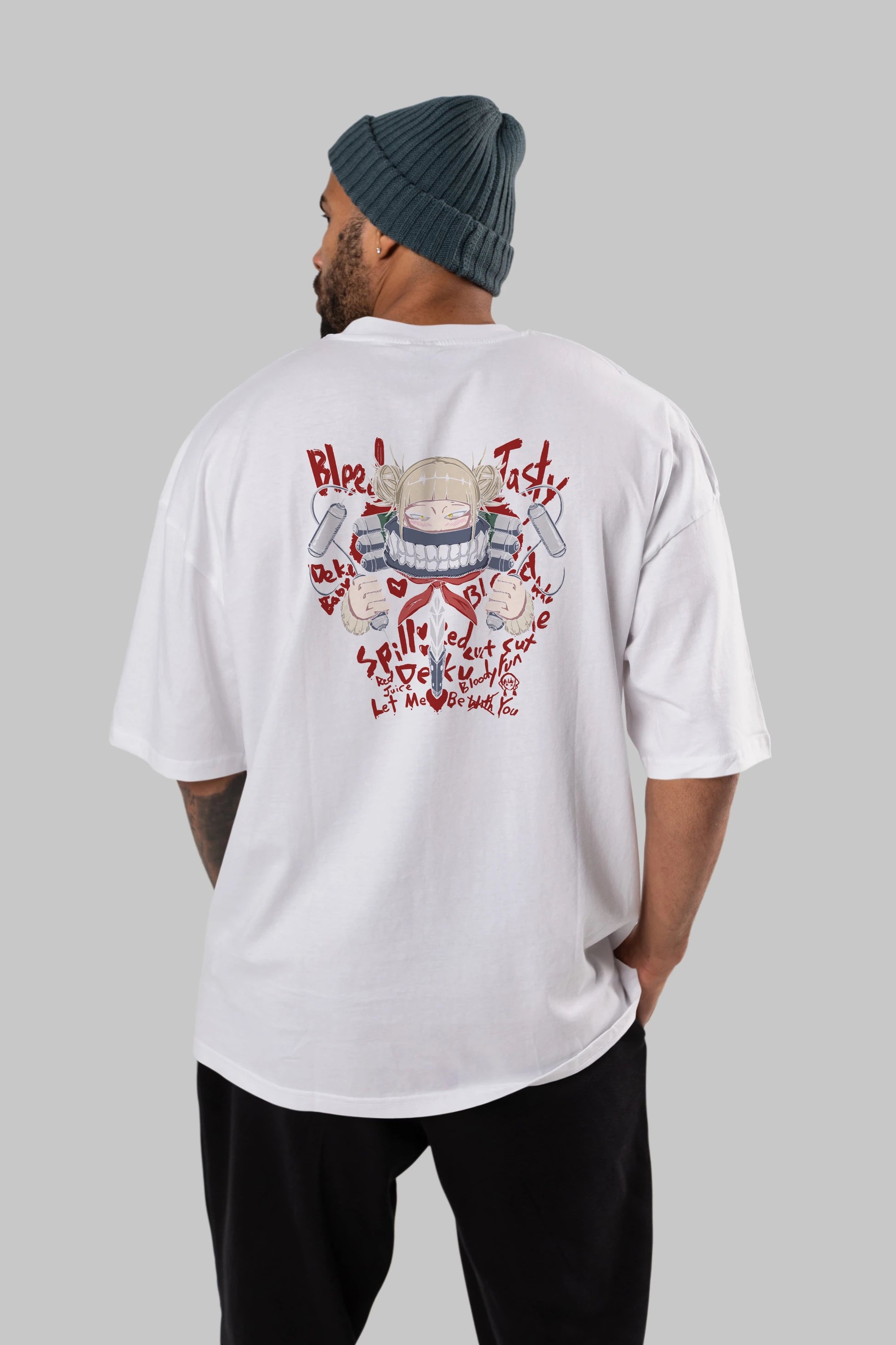 Himiko Toga 1 Anime Arka Baskılı Oversize t-shirt Erkek Kadın Unisex