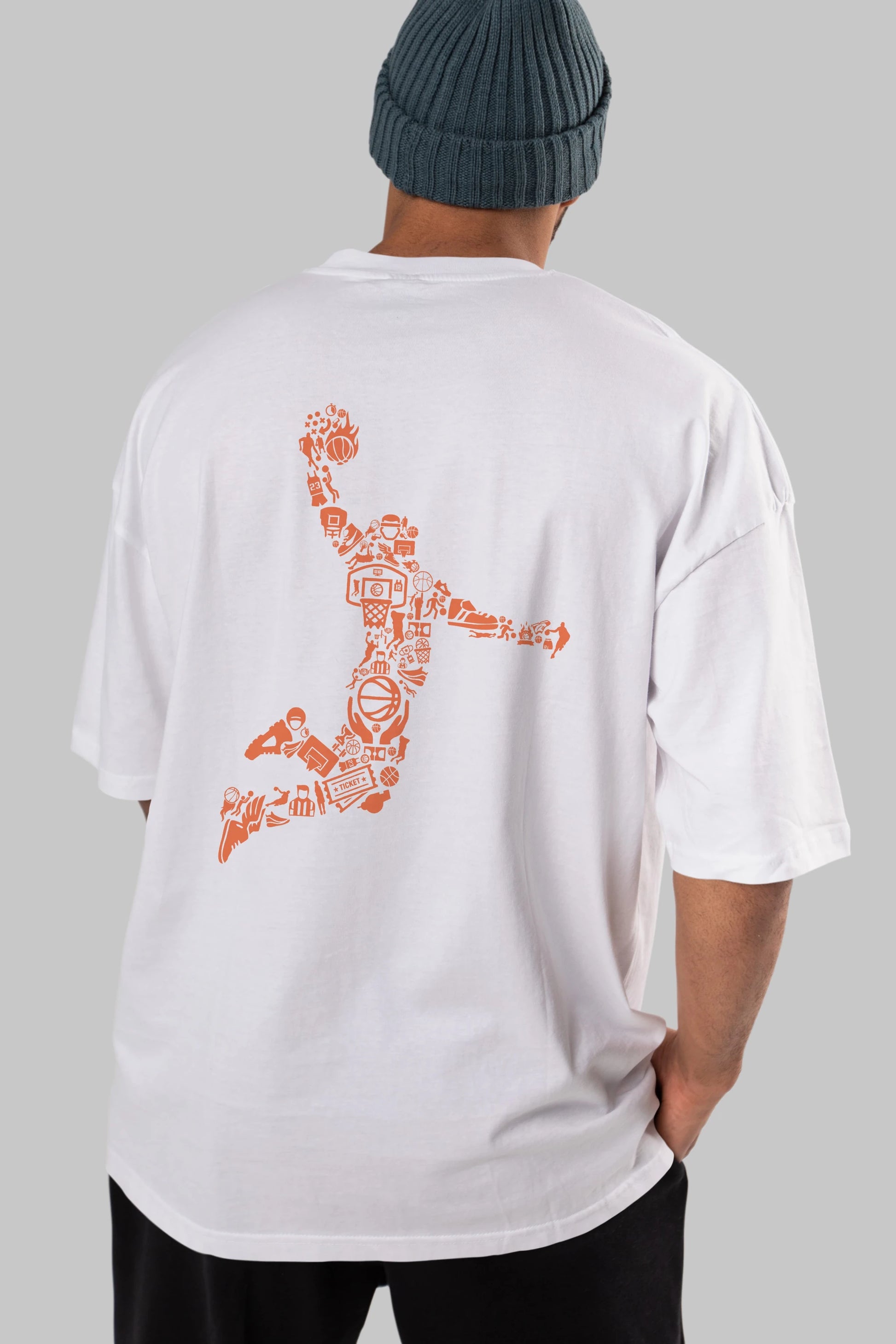 Basketball Player Arka Baskılı Oversize t-shirt %100 pamuk Erkek Kadın Unisex