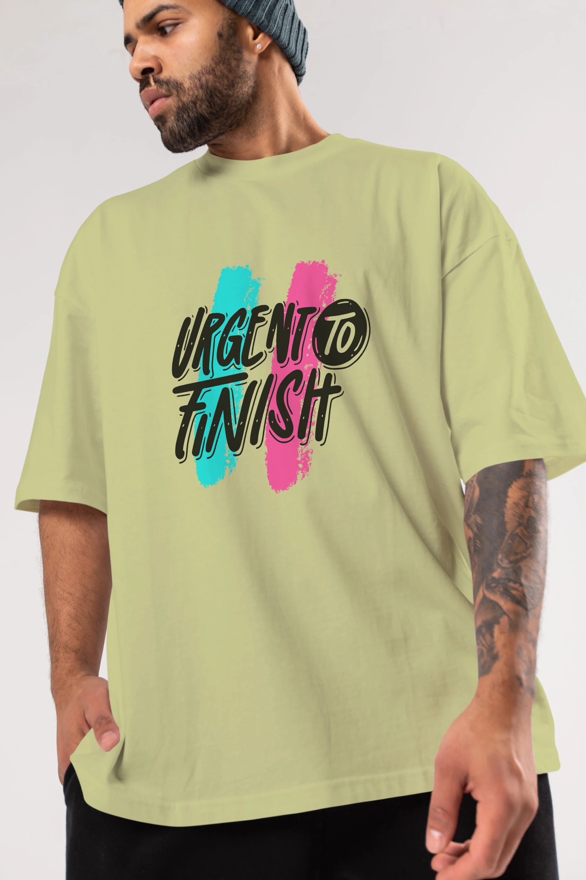 Urgent To Finish Ön Baskılı Oversize t-shirt Erkek Kadın Unisex
