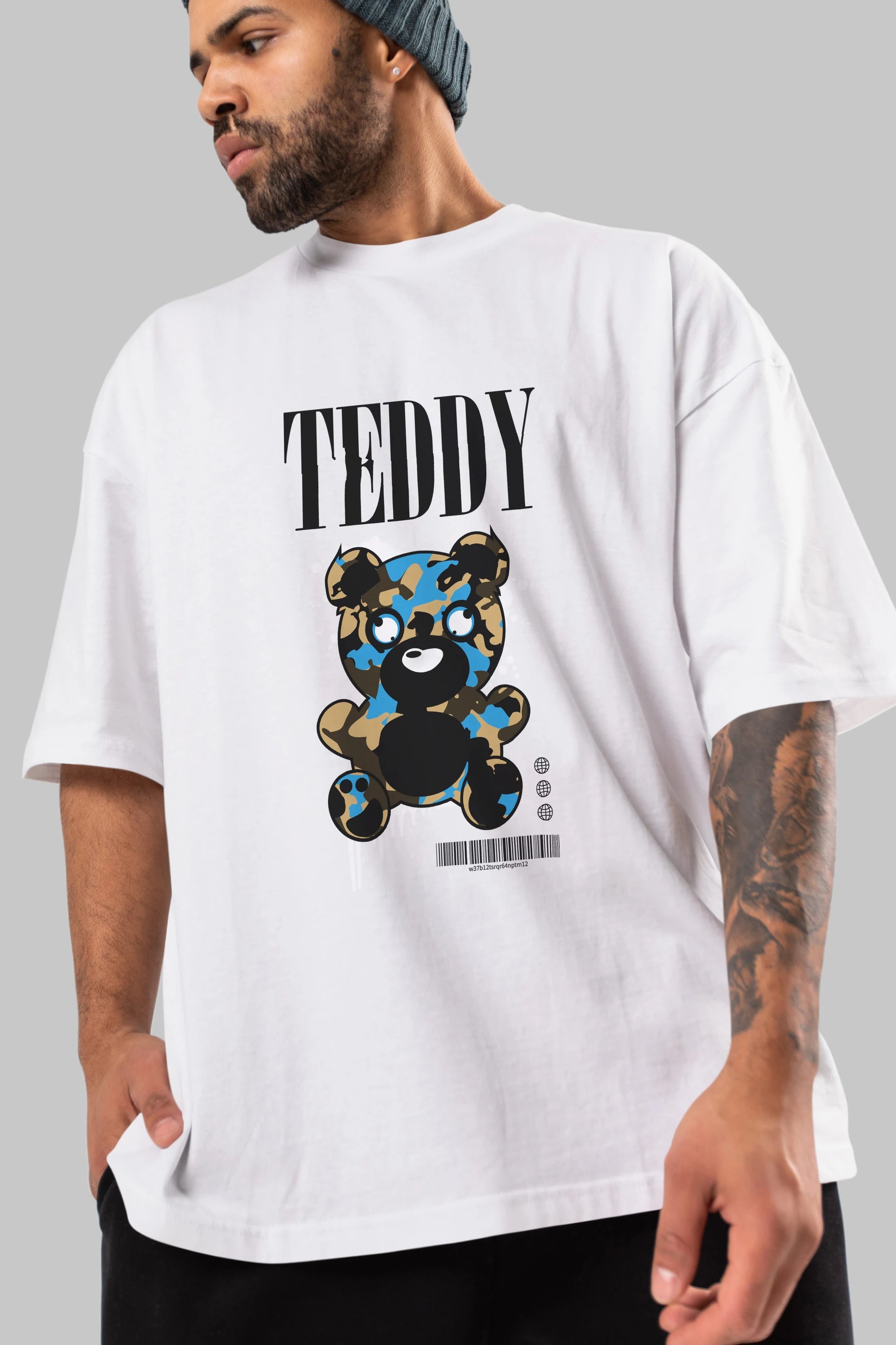 Teddy Bear Streetwear Ön Baskılı Oversize t-shirt Erkek Kadın Unisex