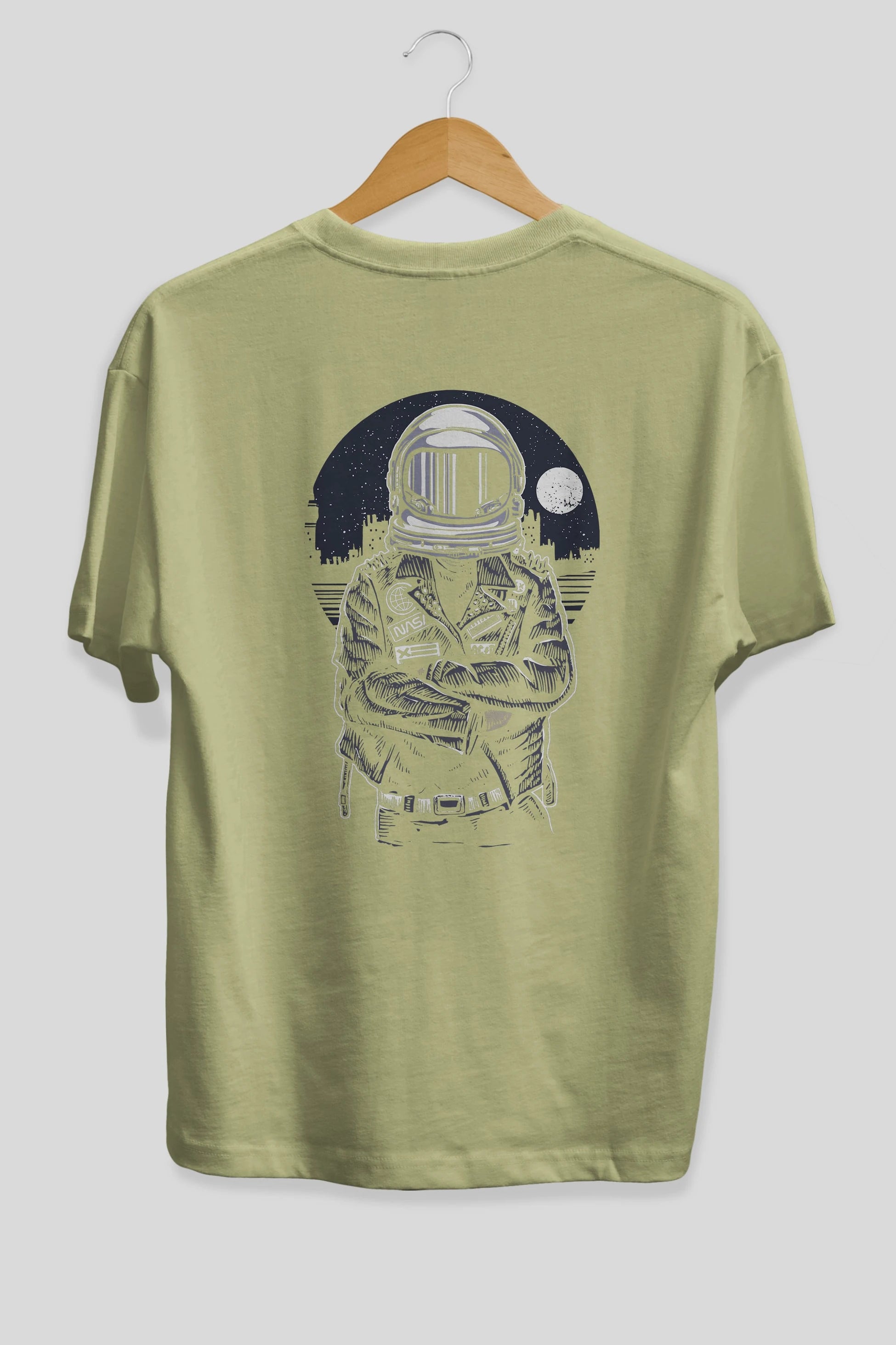Astronaut Rebel Arka Baskılı Oversize t-shirt Erkek Kadın Unisex %100 Pamuk
