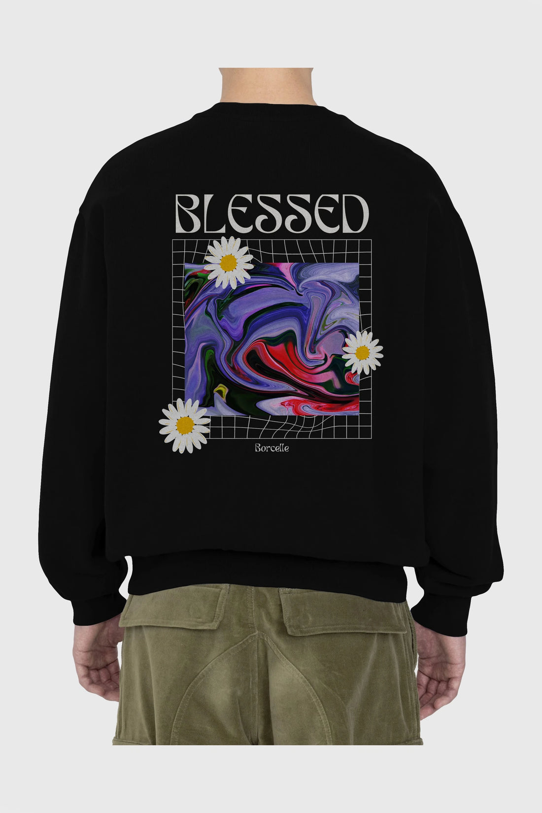 Blessed Arka Baskılı Oversize Sweatshirt Erkek Kadın Unisex