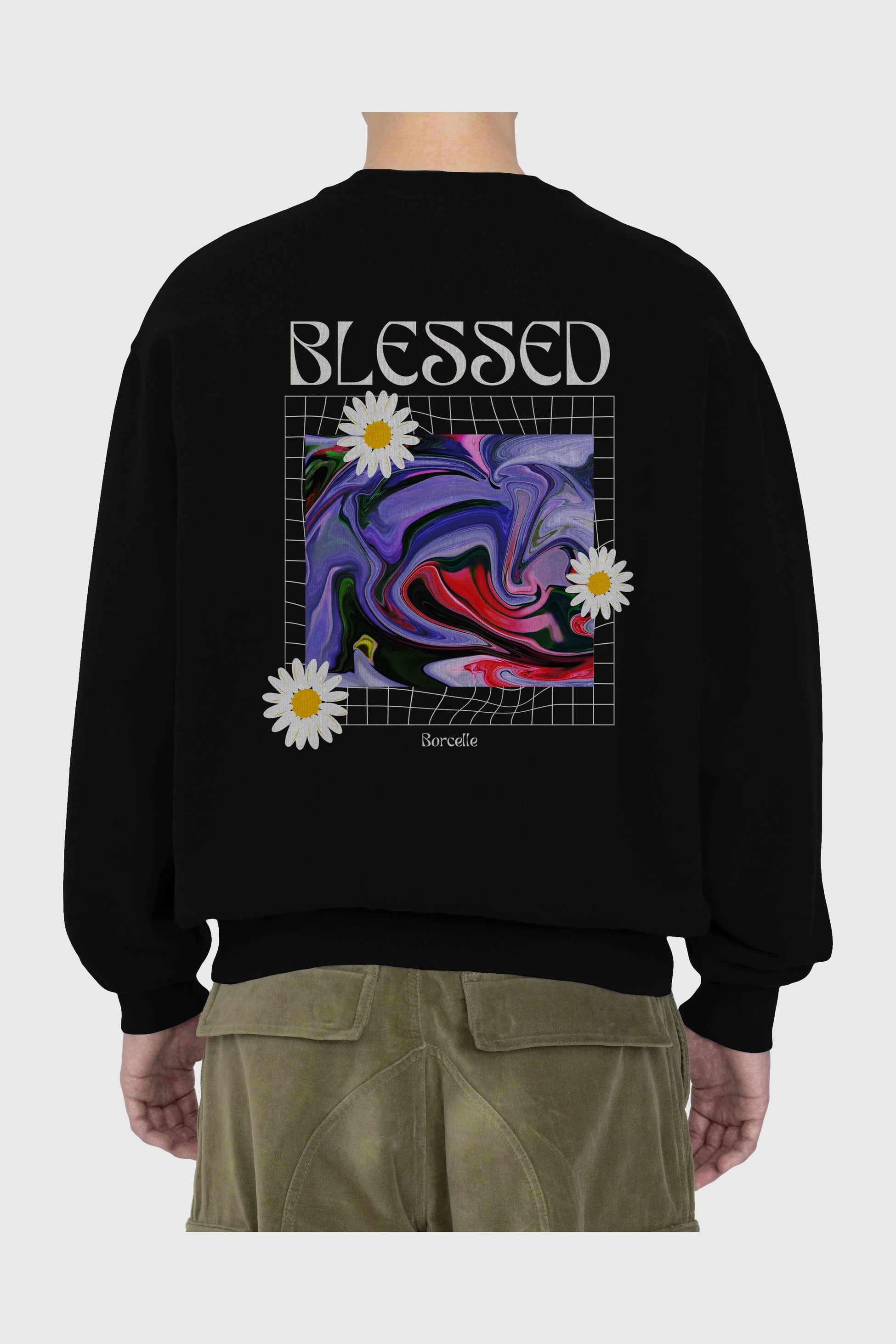 Blessed Arka Baskılı Oversize Sweatshirt Erkek Kadın Unisex