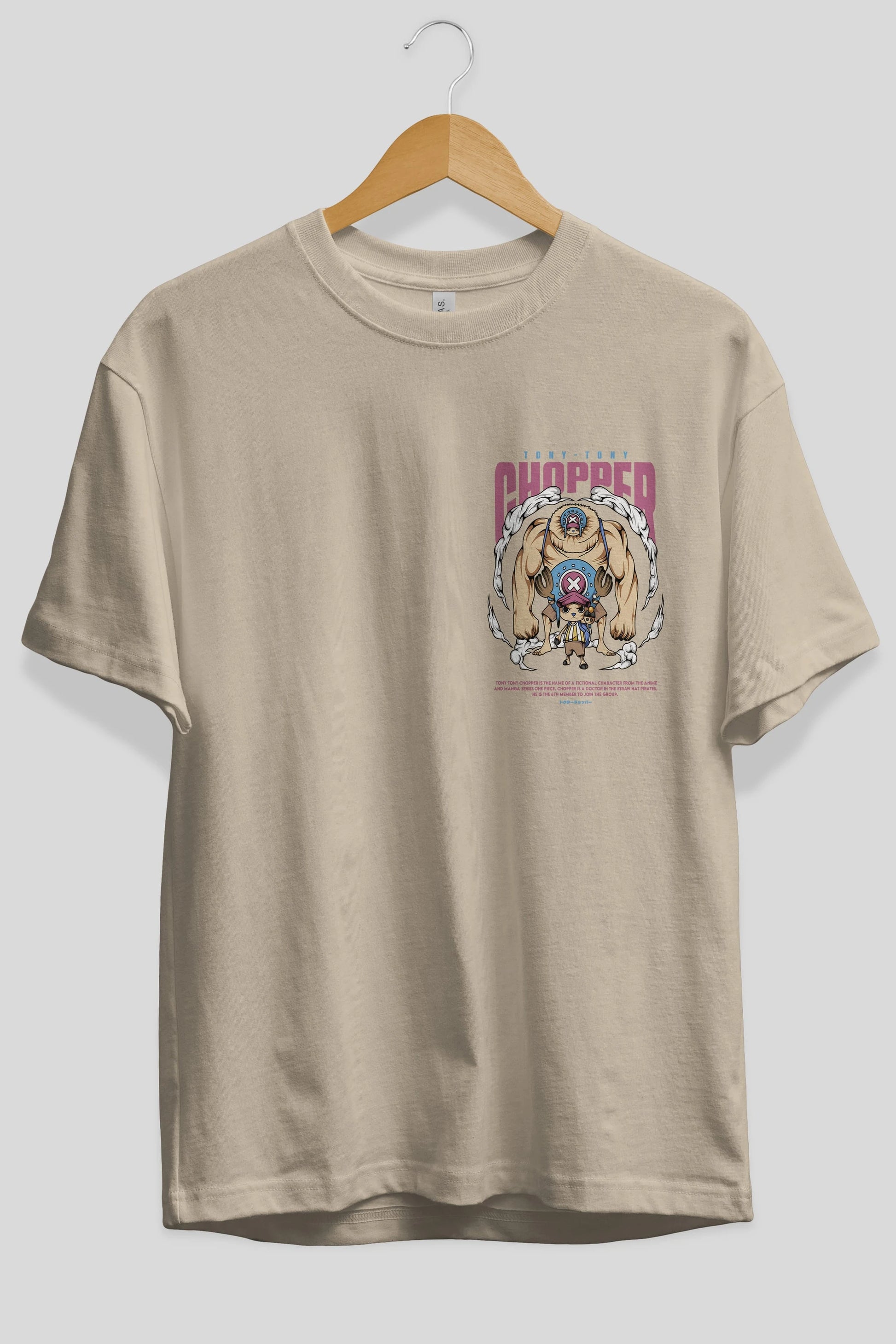 Tony Tony Chopper Ön Sol Baskılı Oversize t-shirt Erkek Kadın Unisex %100 Pamuk Bisiklet Yaka tişort