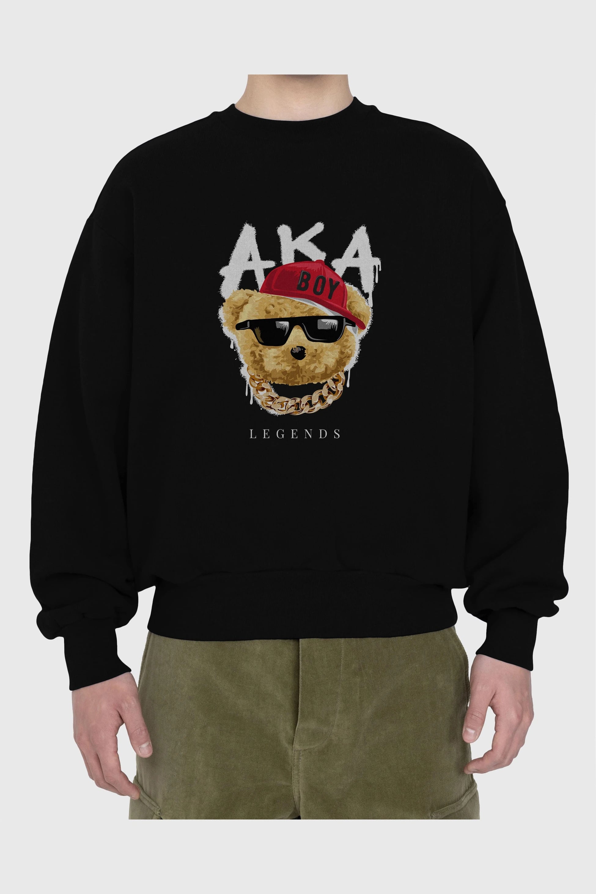 Teddy Bear Legends Ön Baskılı Oversize Sweatshirt Erkek Kadın Unisex