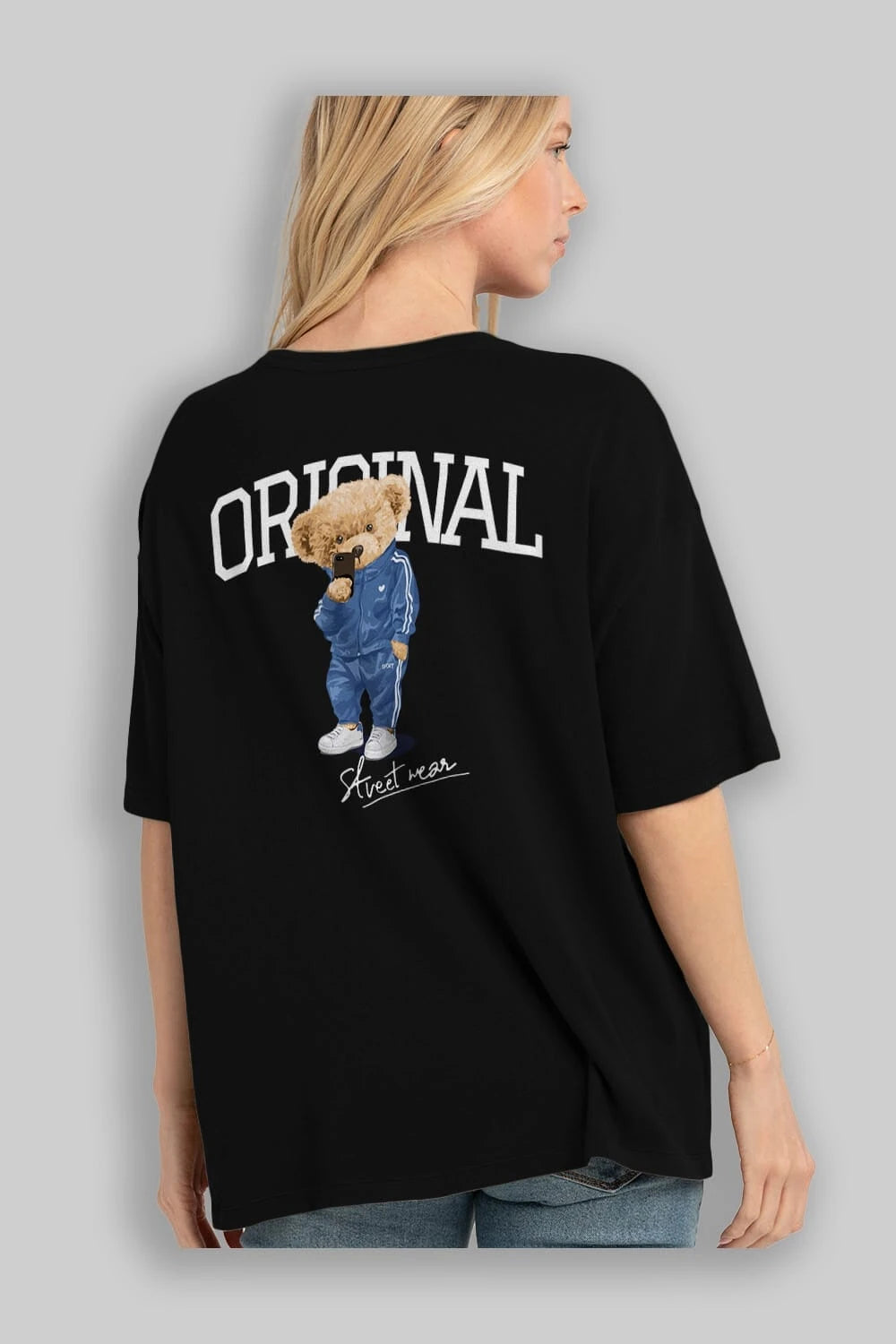 Teddy Bear Original Arka Baskılı Oversize t-shirt Erkek Kadın Unisex %100 Pamuk