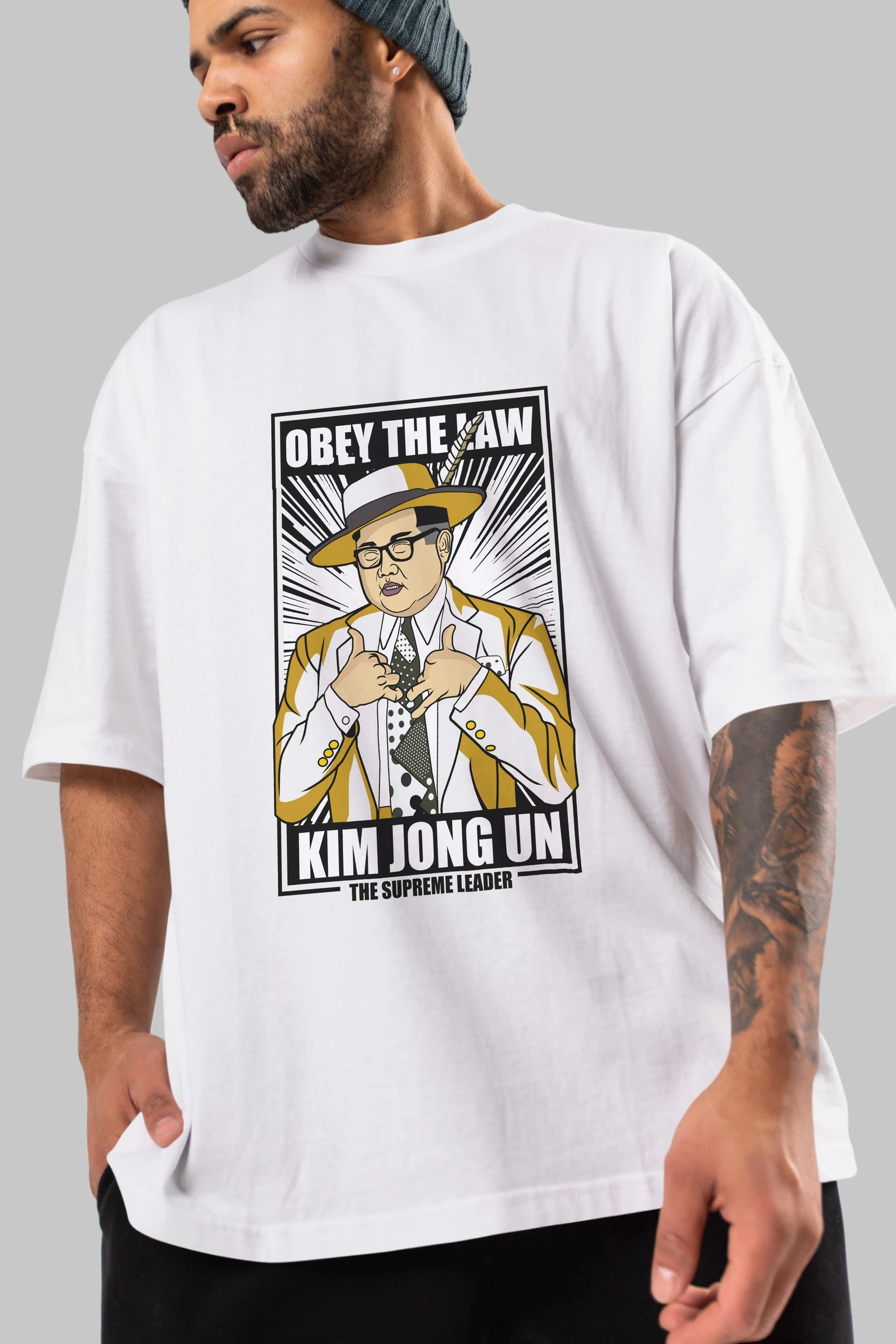 The Mask Jong Un Ön Baskılı Oversize t-shirt Erkek Kadın Unisex %100 Pamuk tişort