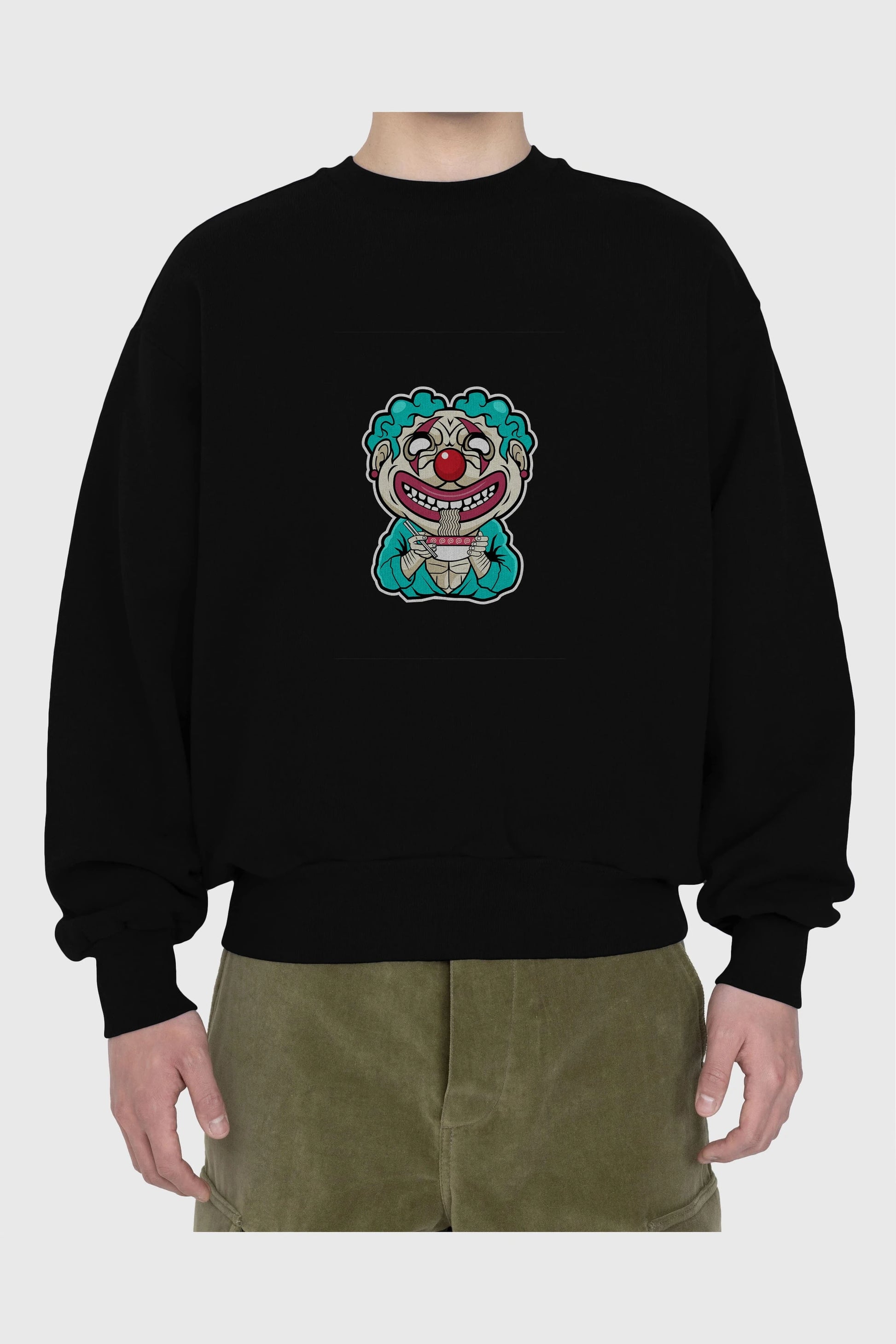 Clown Ramen Ön Baskılı Oversize Sweatshirt Erkek Kadın Unisex