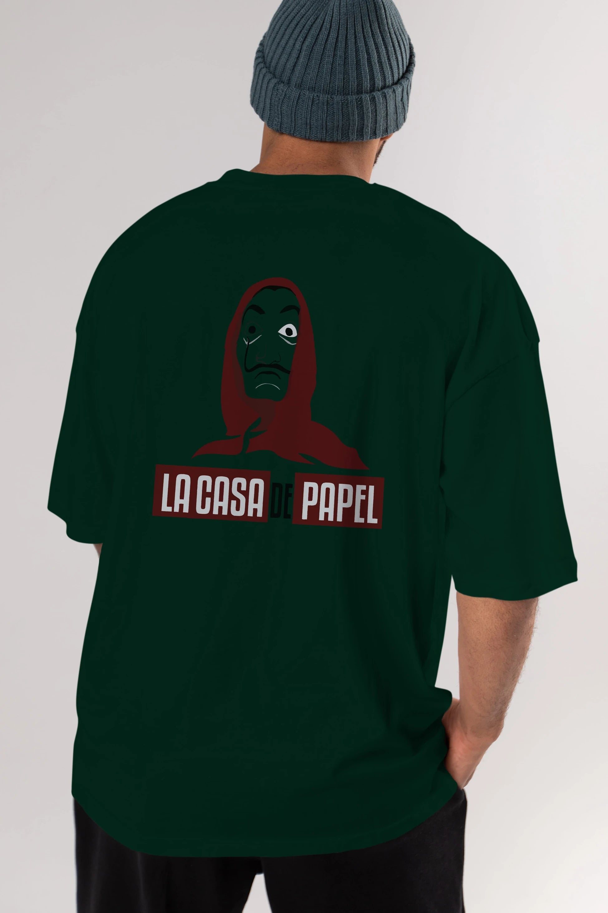 La Casa De Papel (1) Arka Baskılı Oversize t-shirt Erkek Kadın Unisex %100 Pamuk Bisiklet Yaka tişort