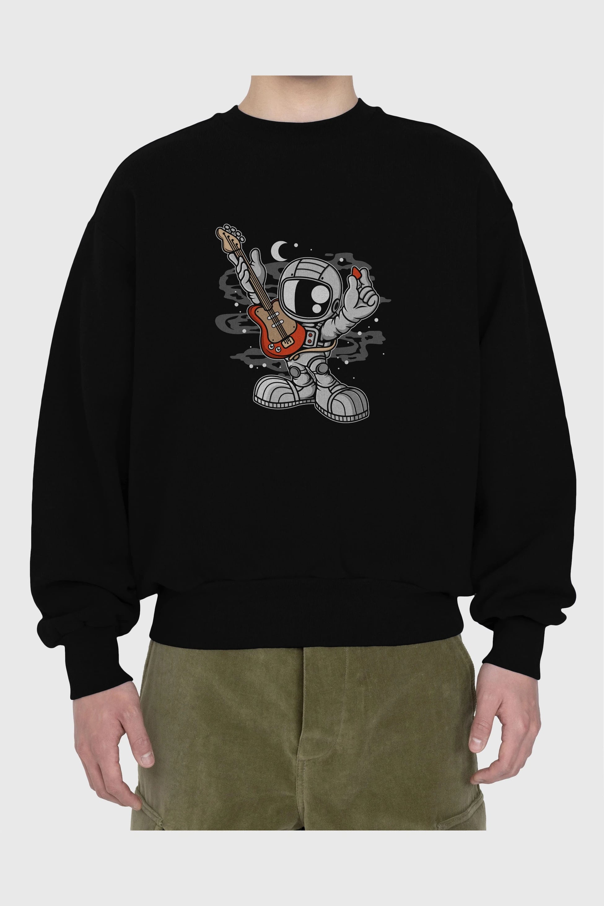 Astronaut Guitar Ön Baskılı Oversize Sweatshirt Erkek Kadın Unisex