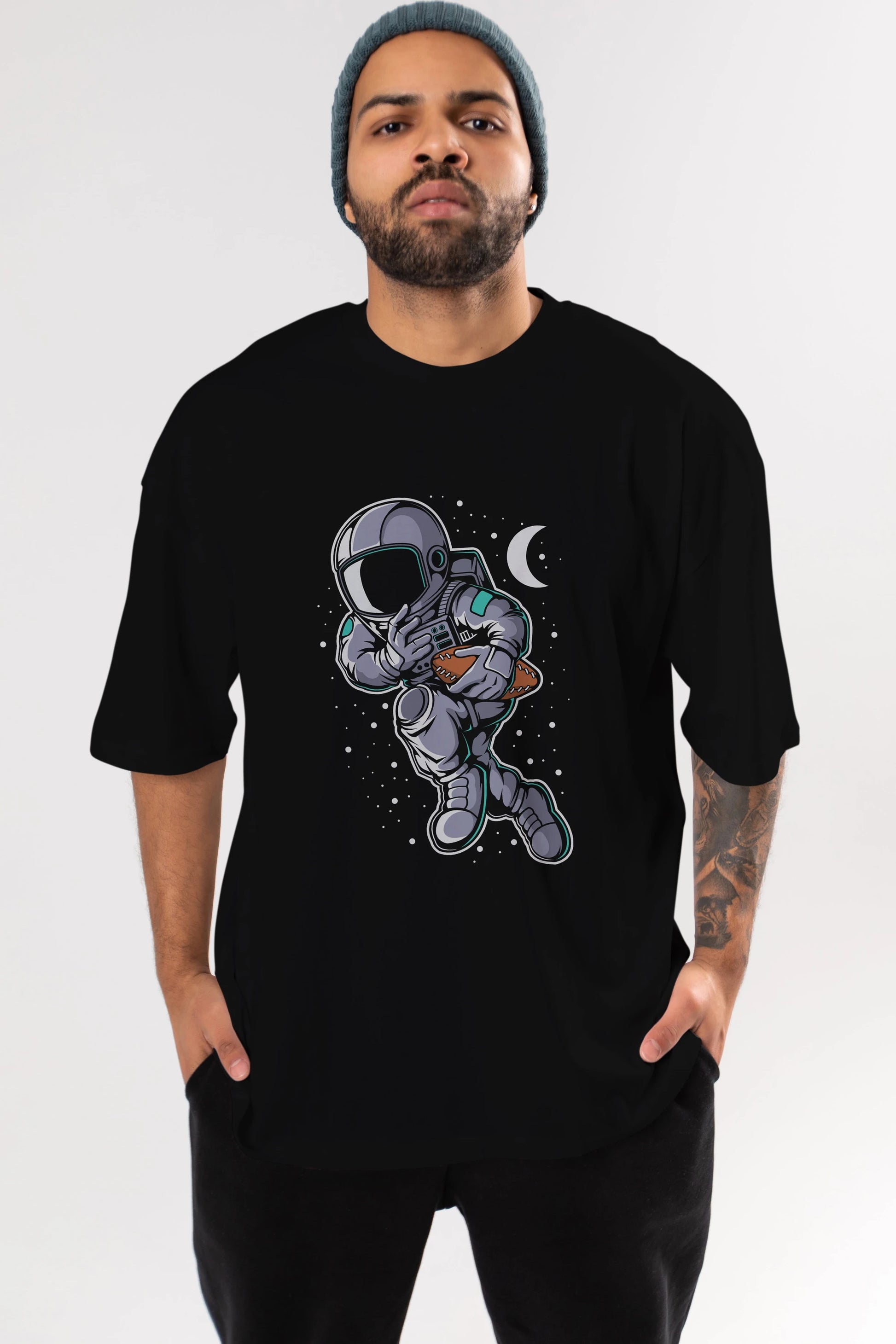 Astronaut Rugby Ön Baskılı Oversize t-shirt Erkek Kadın Unisex