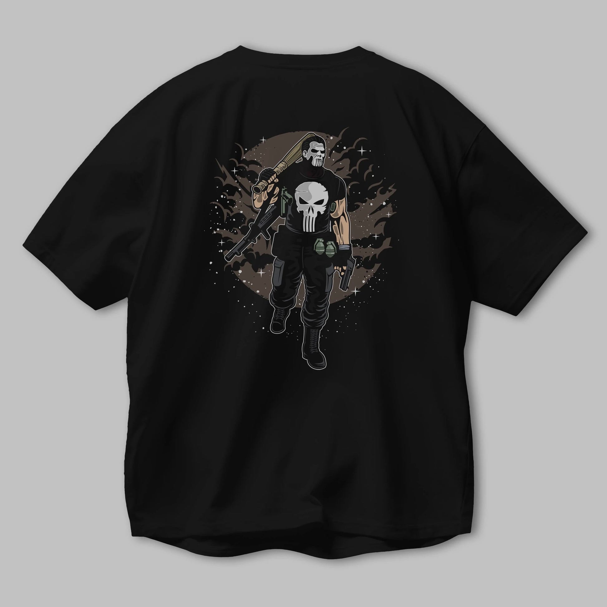 Punisher Arka Baskılı Oversize t-shirt Erkek Kadın Unisex %100 Pamuk