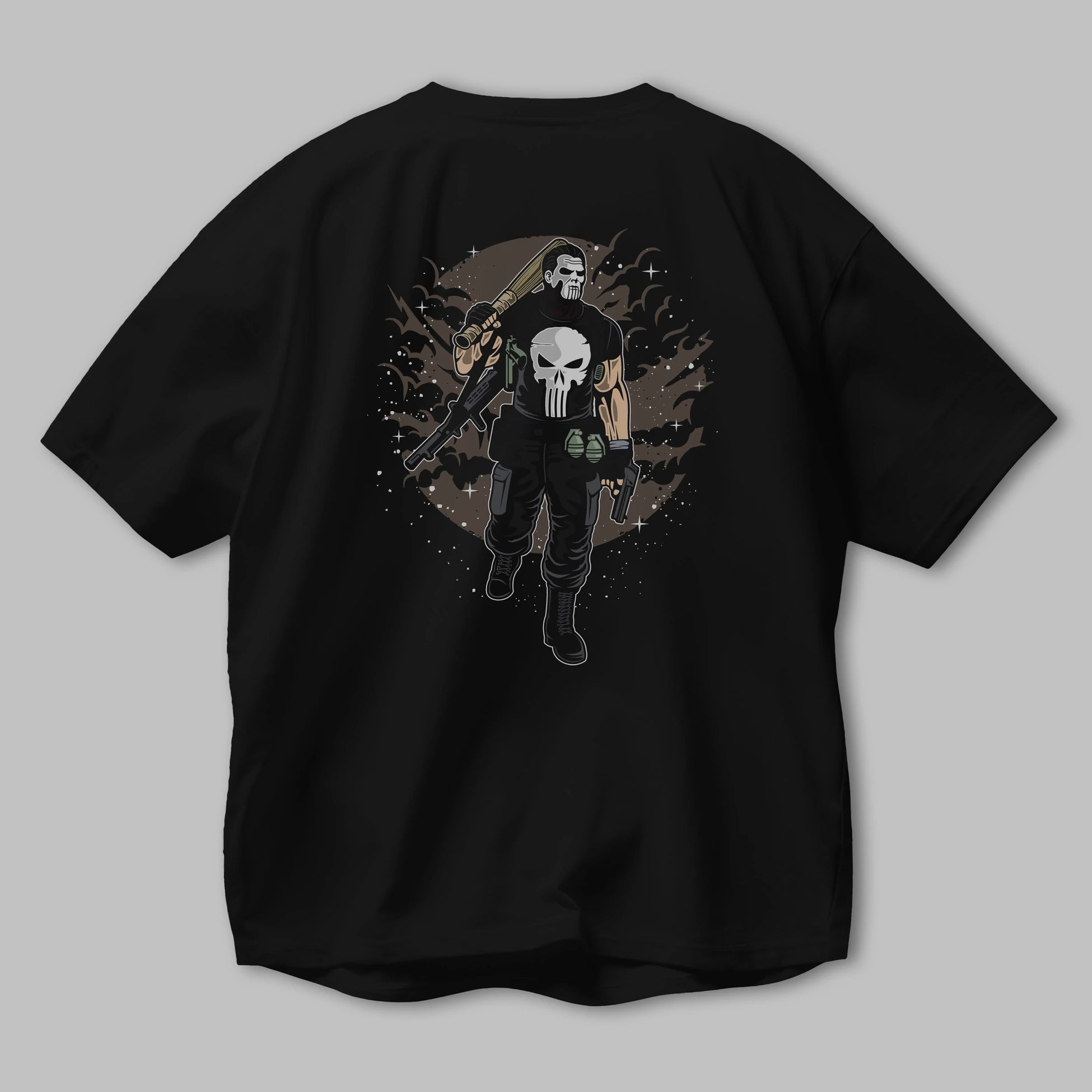 Punisher Arka Baskılı Oversize t-shirt Erkek Kadın Unisex %100 Pamuk