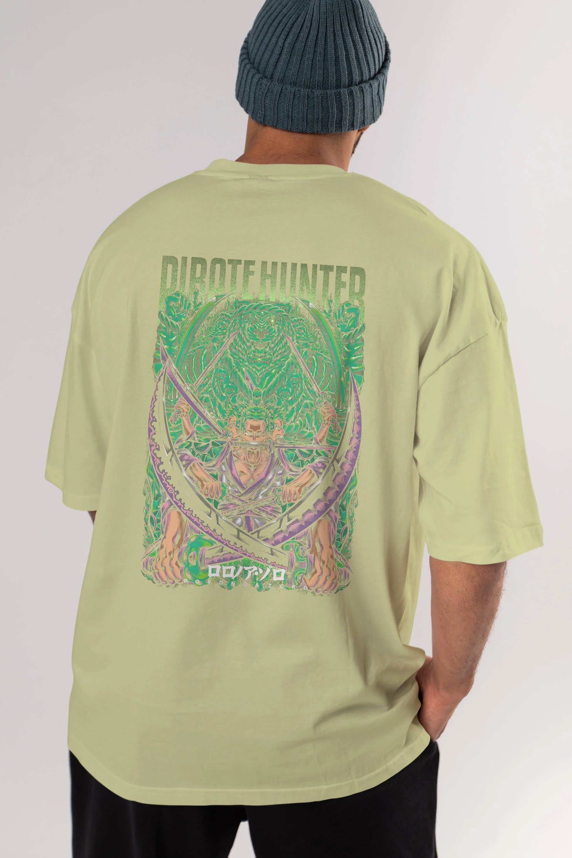 RORONOA ZORO 3 Anime Arka Baskılı Oversize t-shirt Erkek Kadın Unisex