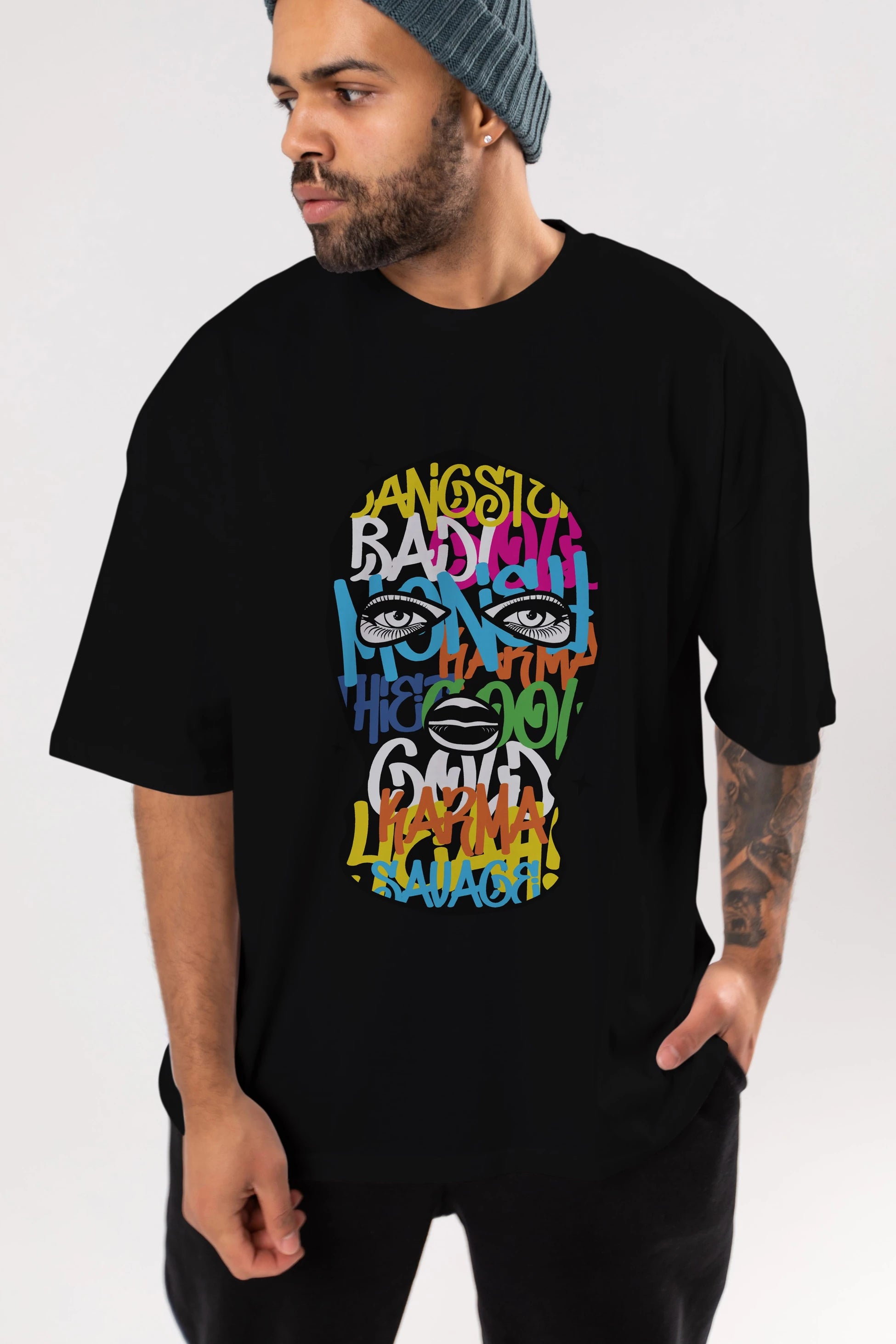 Karma Savage Ön Baskılı Oversize t-shirt Erkek Kadın Unisex