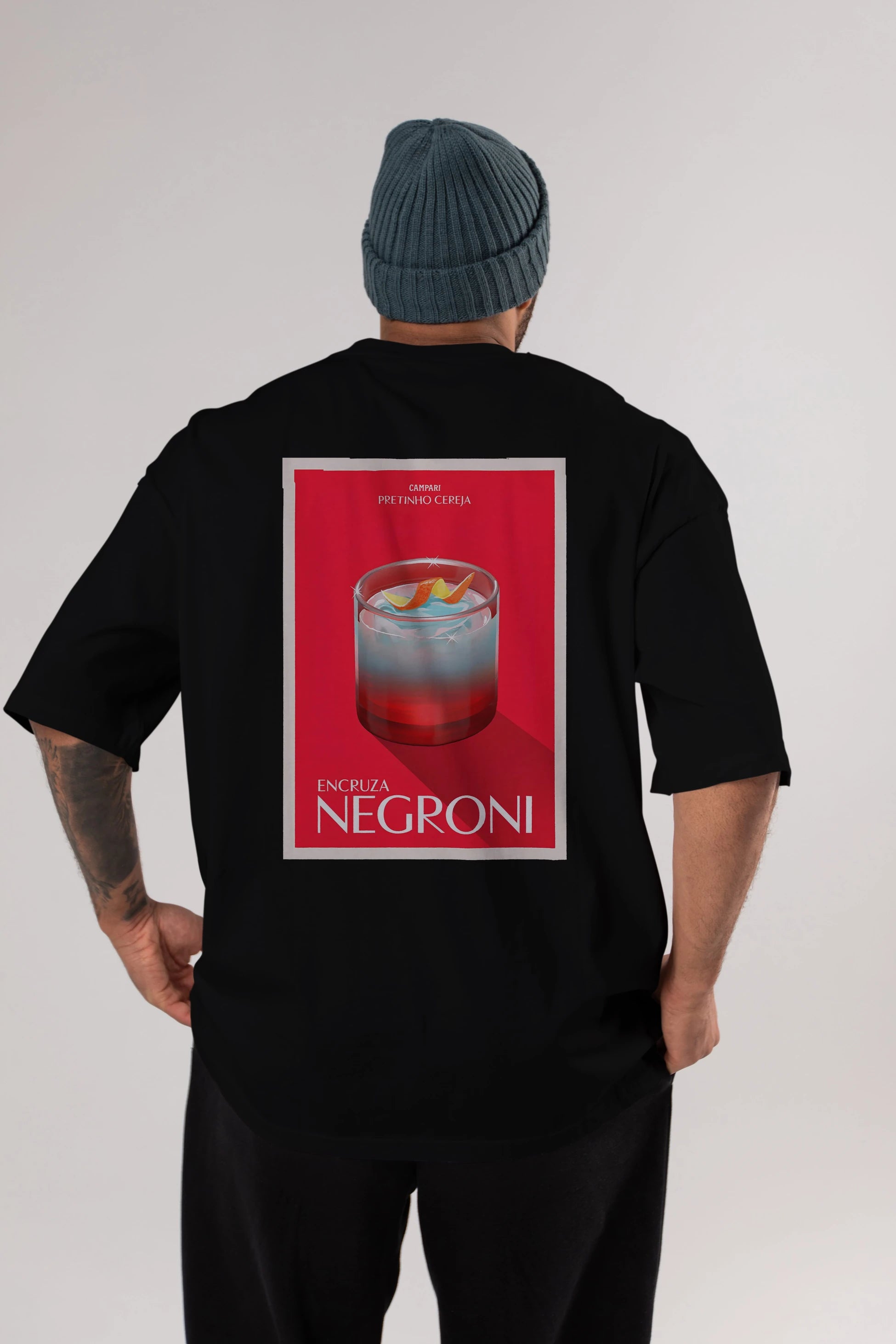Encruza Negroni Arka Baskılı Oversize t-shirt Erkek Kadın Unisex %100 Pamuk Bisiklet Yaka tişort