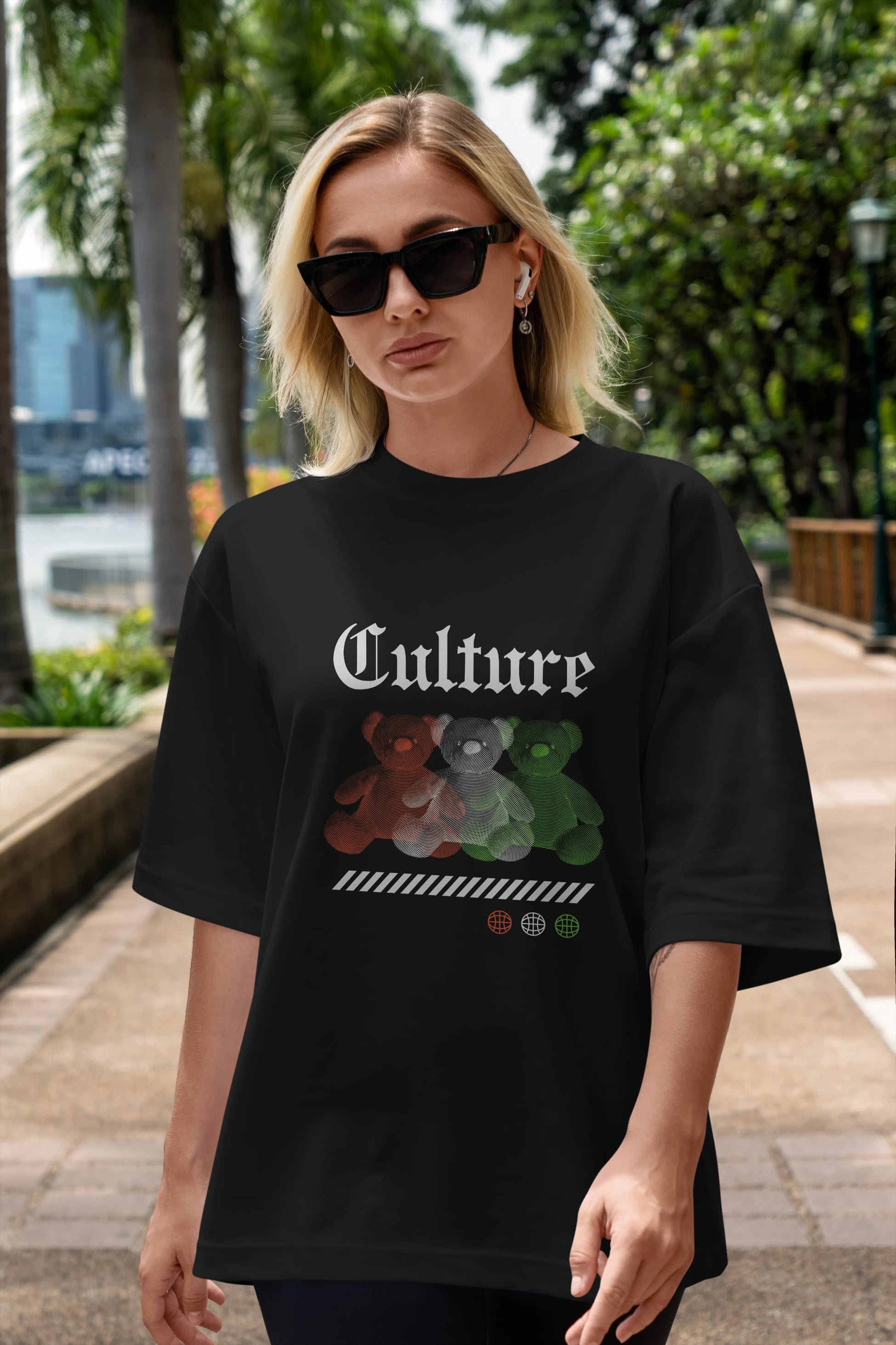 Culture Bear Ön Baskılı Oversize t-shirt Erkek Kadın Unisex