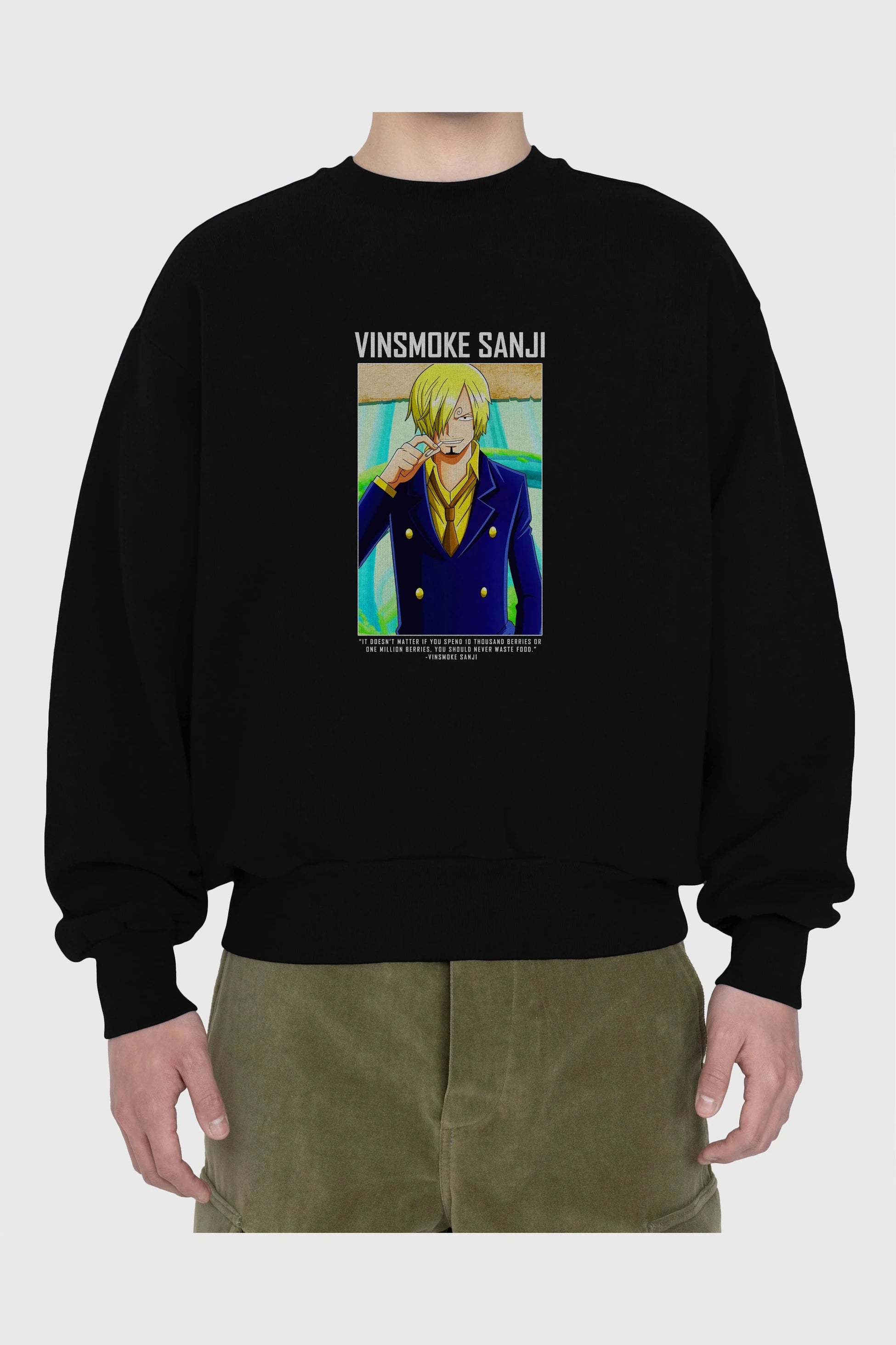 Sanji 2 Ön Baskılı Anime Oversize Sweatshirt Erkek Kadın Unisex