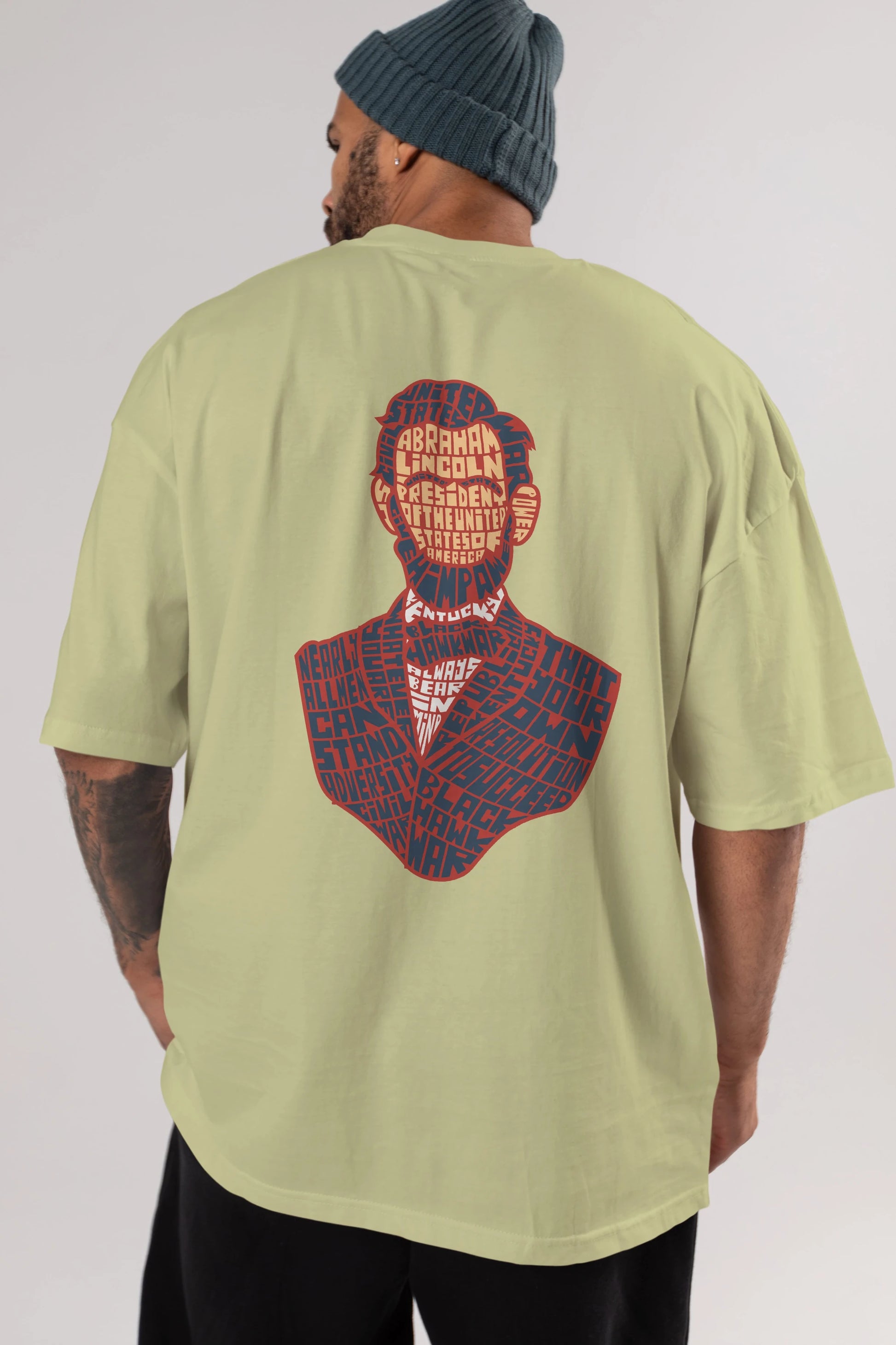 Abraham Lincoln Arka Baskılı Oversize t-shirt %100 pamuk Erkek Kadın Unisex