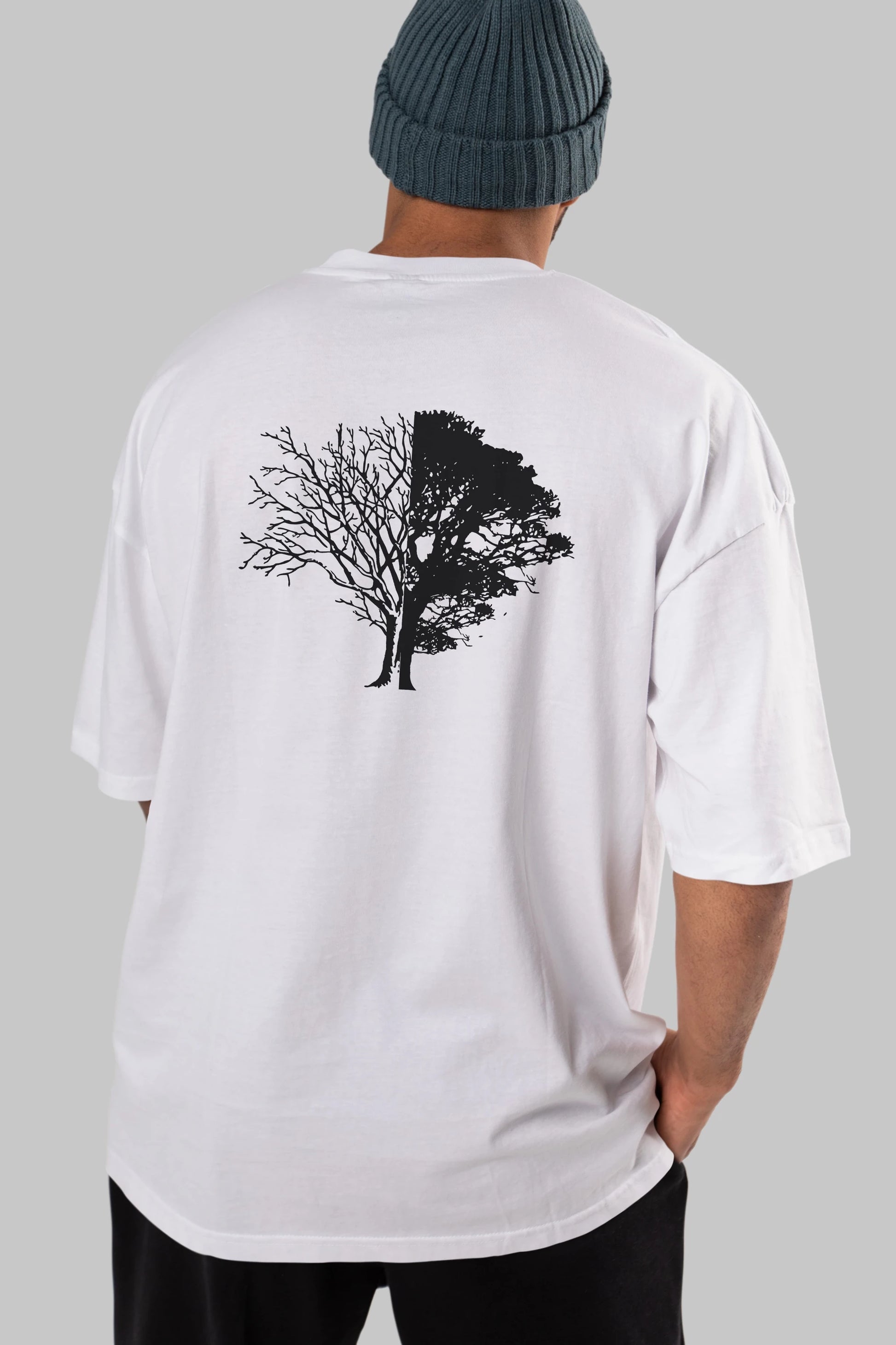 Life And Death Arka Baskılı Oversize t-shirt %100 pamuk Erkek Kadın Unisex