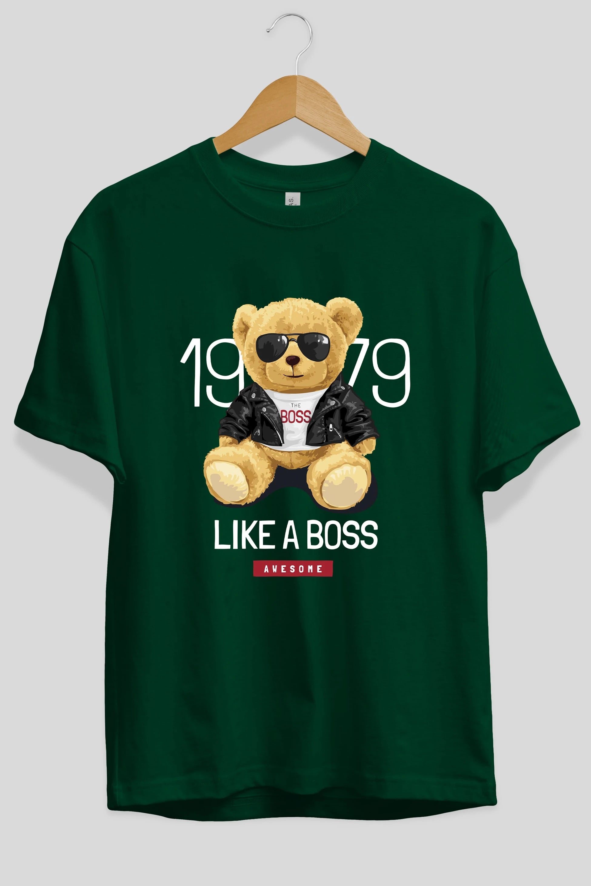 Teddy Bear Like A Boss Ön Baskılı Oversize t-shirt Erkek Kadın Unisex %100 Pamuk