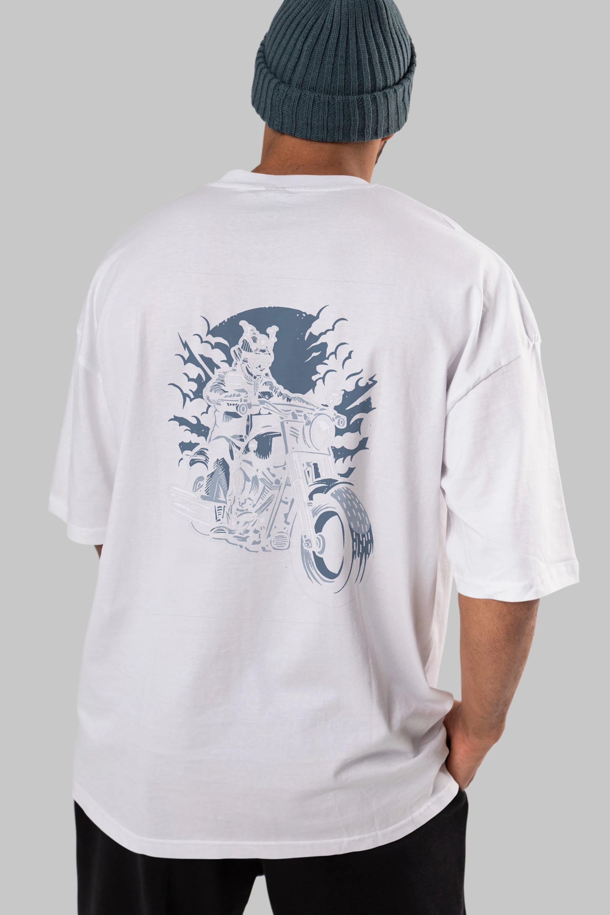 Samurai Ride Arka Baskılı Oversize t-shirt Erkek Kadın Unisex %100 Pamuk