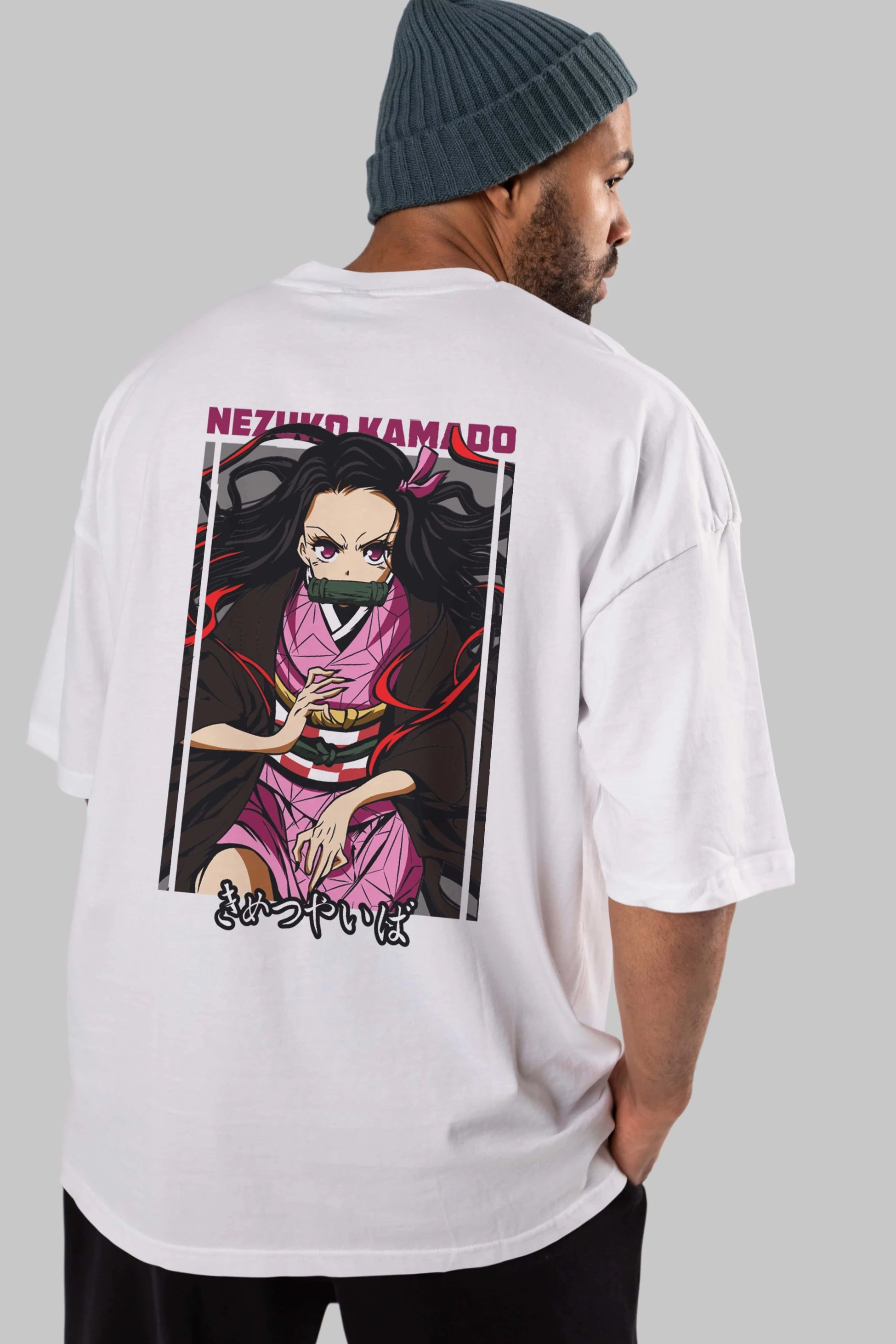 Nezuko Kamado 1 Anime Arka Baskılı Oversize t-shirt Erkek Kadın Unisex