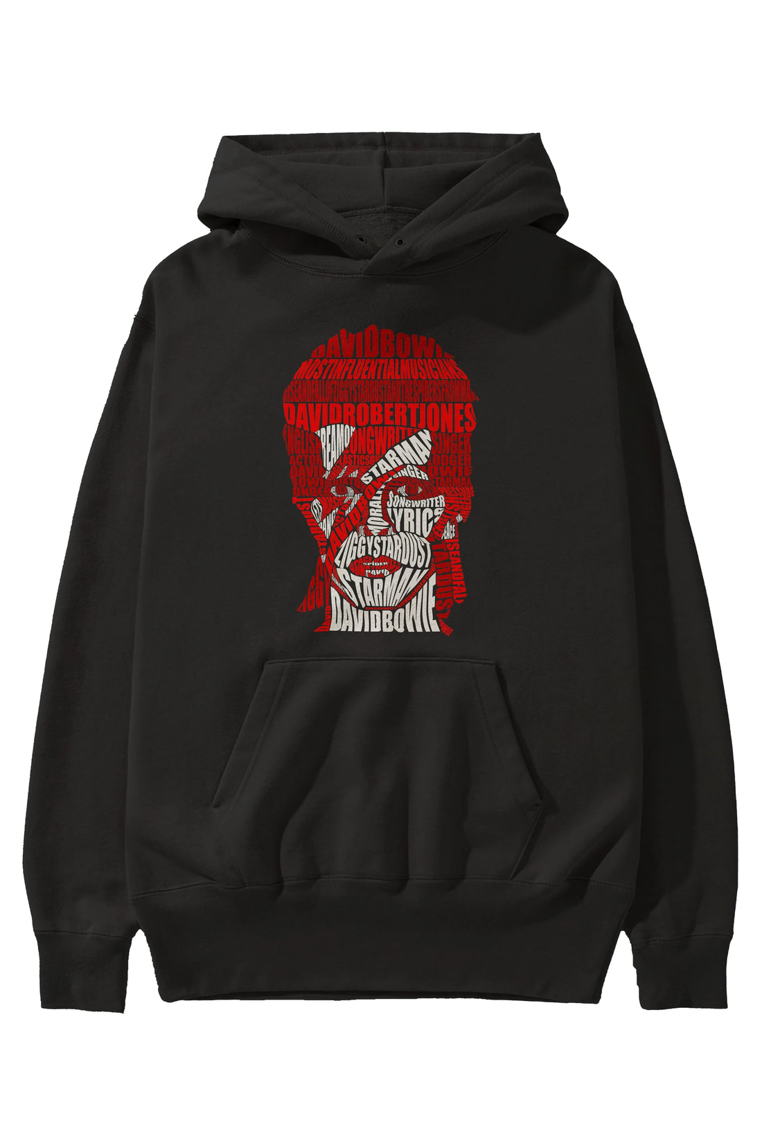 David Bowie Calligram Ön Baskılı Hoodie Oversize Kapüşonlu Sweatshirt Erkek Kadın Unisex
