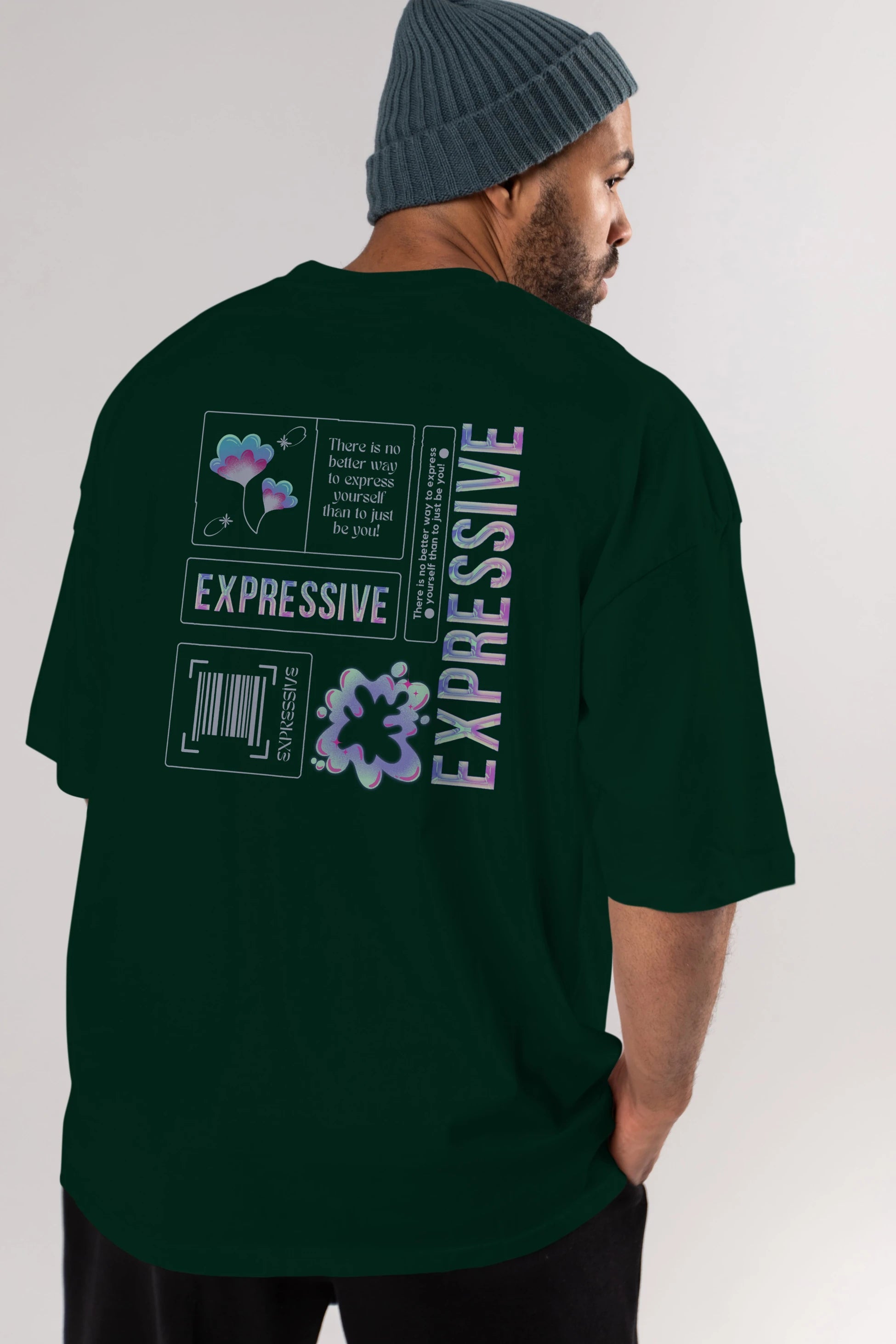 Expressive Streetwear Arka Baskılı Oversize t-shirt Erkek Kadın Unisex