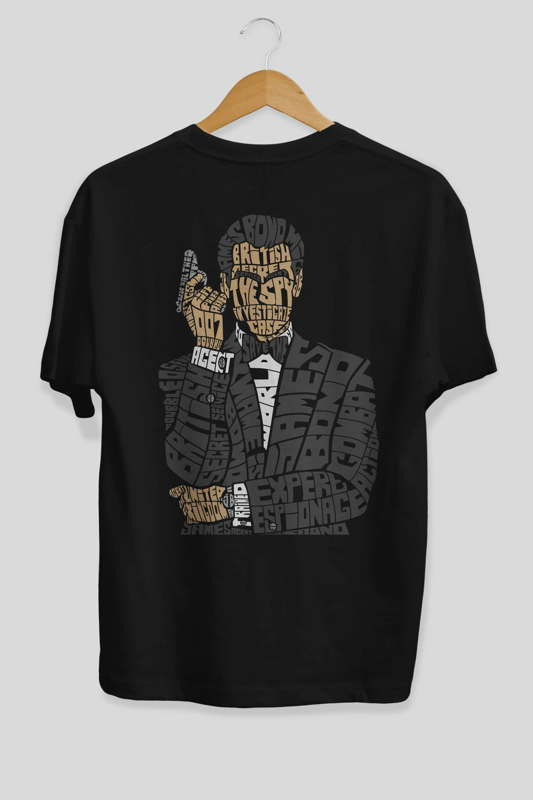 James Bond Arka Baskılı Oversize t-shirt %100 pamuk Erkek Kadın Unisex