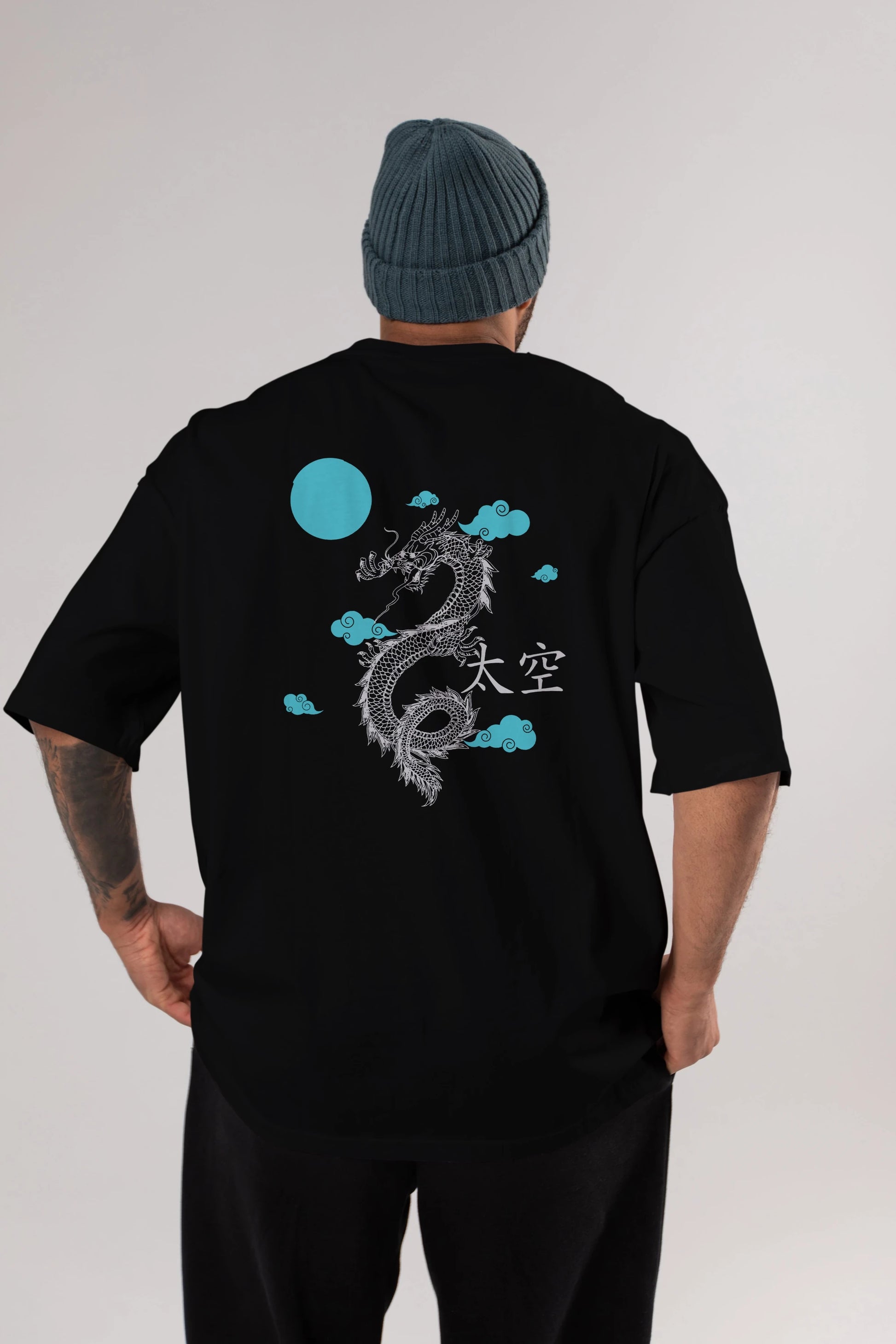 Chinese Dragon Arka Baskılı Oversize t-shirt Erkek Kadın Unisex