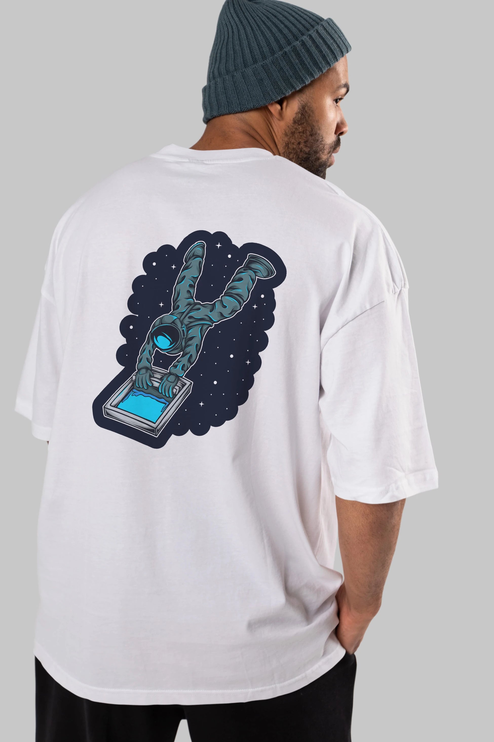 Astroscreen Sticker Arka Baskılı Oversize t-shirt Erkek Kadın Unisex